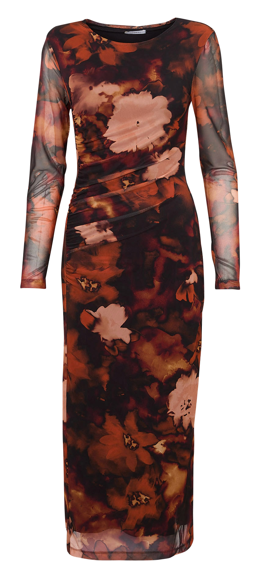 Bedrucktes Maxikleid mit Rundhalsausschnitt KOOKAI Braun