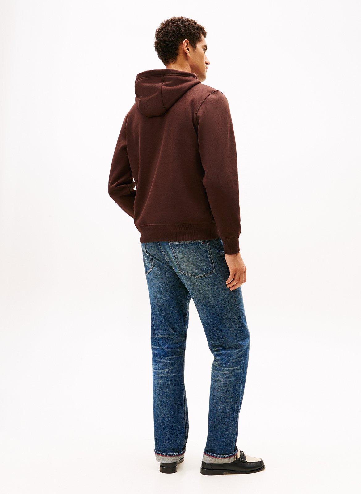 Sweat à capuche droit en coton mélangé TOMMY HILFIGER Marron