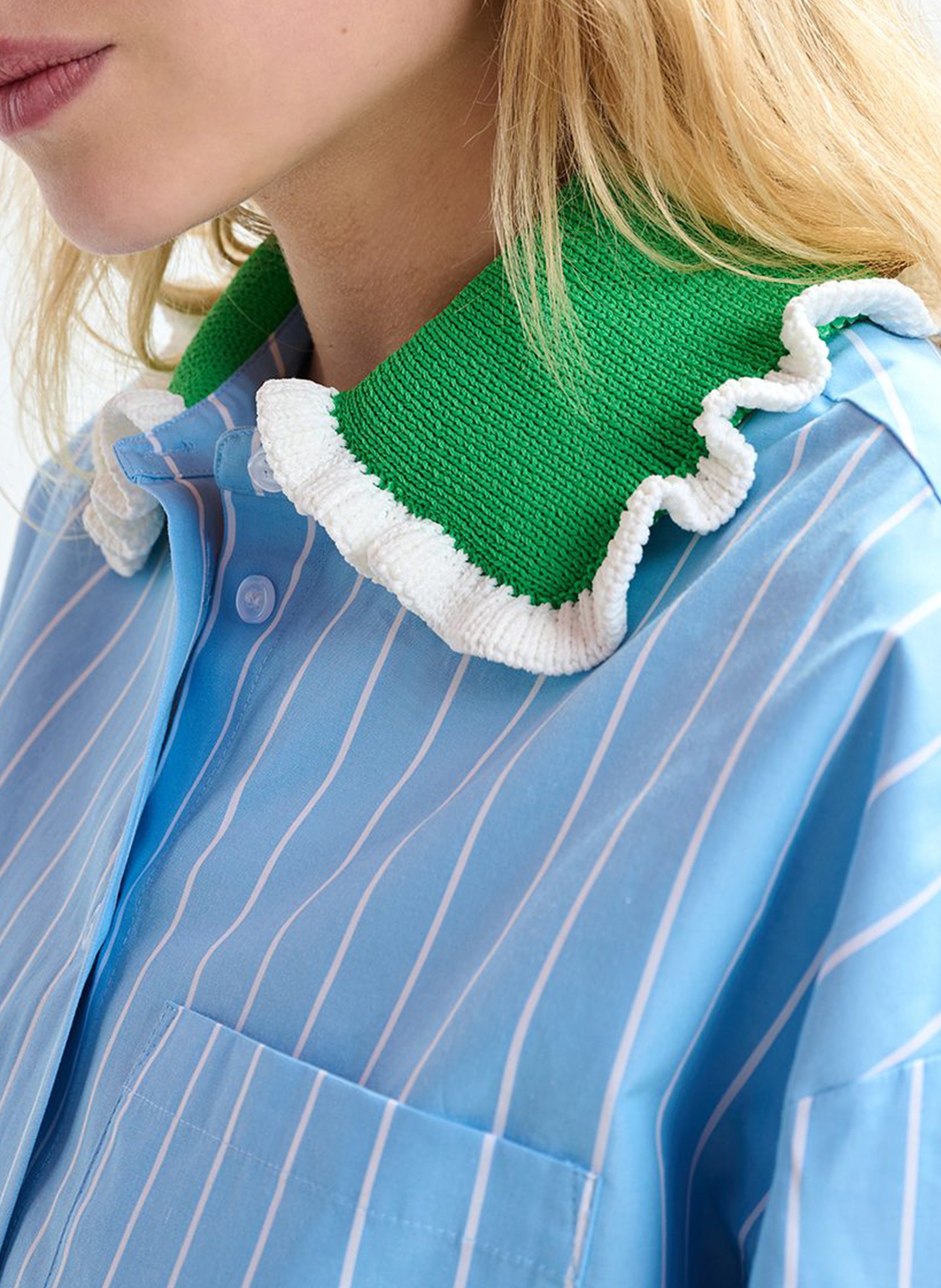 Chemise oversize col classique en coton rayé ESSENTIEL ANTWERP Bleu