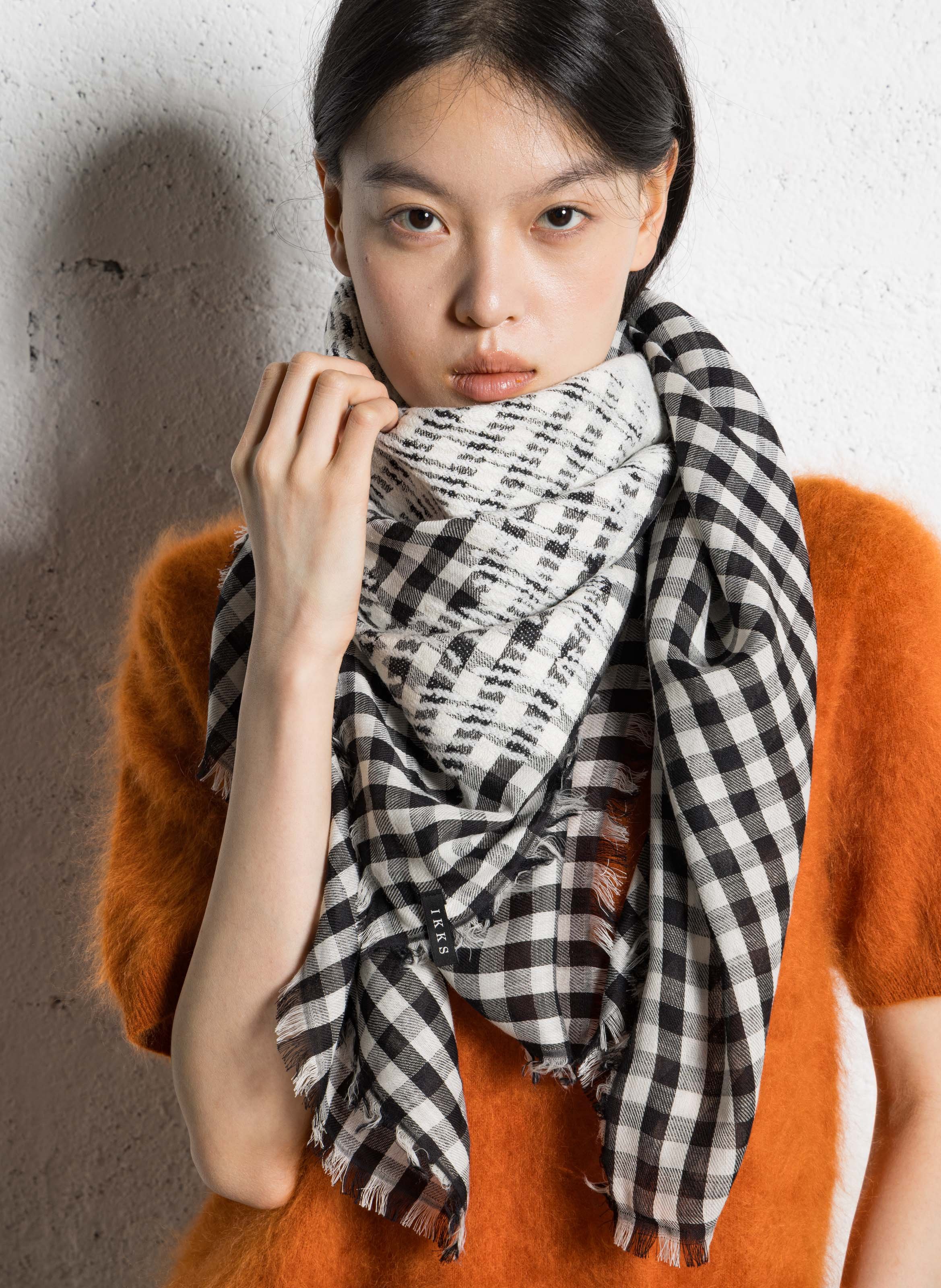 Cotton-blend floaty scarf IKKS Black