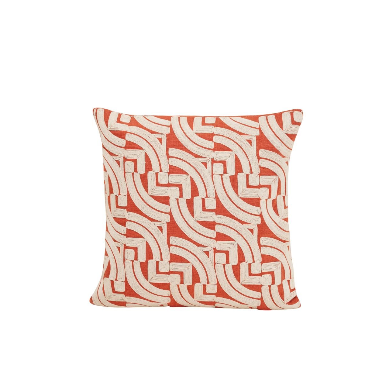 Madura - housse de coussin iakobo  en coton rebrodé d'un motif graphique orange 40x40 cm MADURA Orange