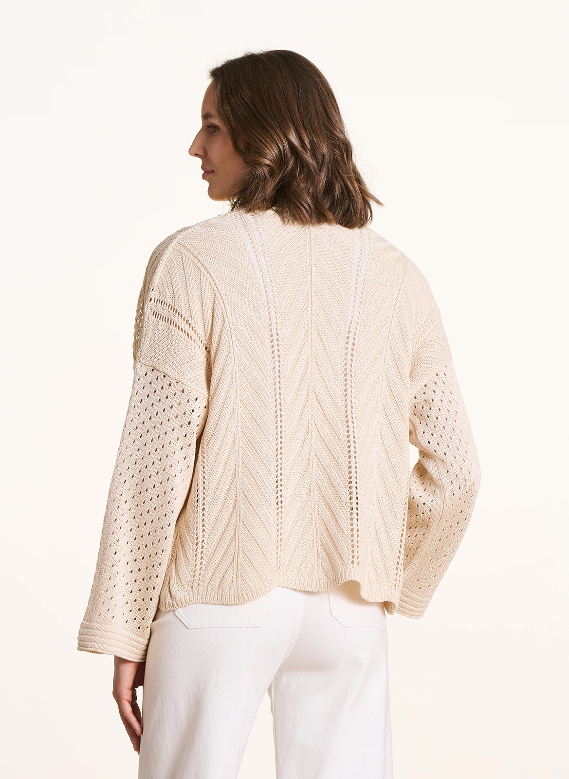 Gehaakt open vest LA FEE MARABOUTEE Wit