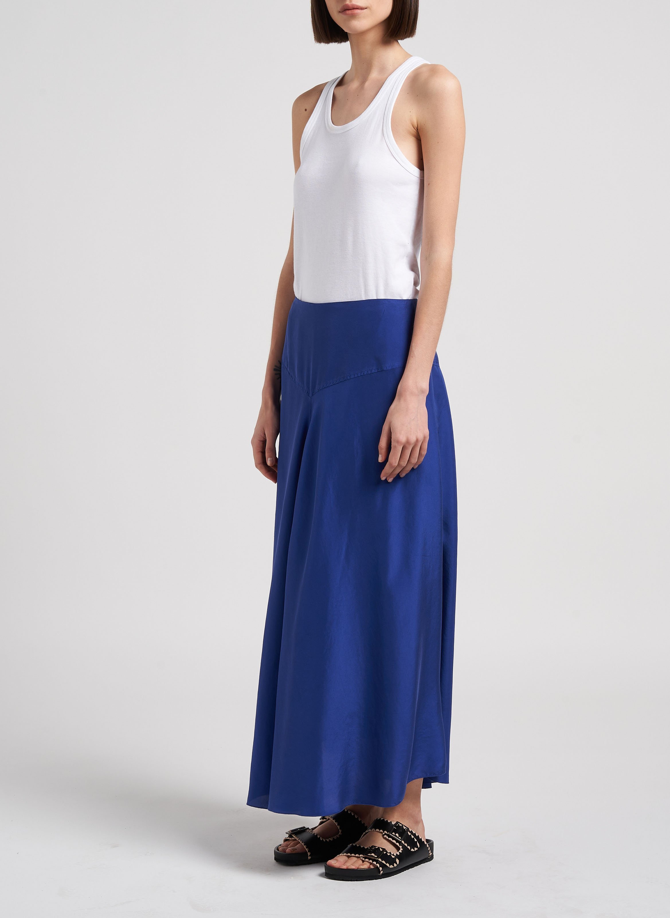Long silk skirt POMANDERE Blue