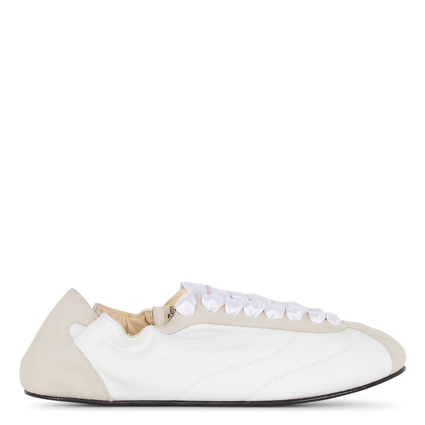 Ruched satin lace-up ballerina flats REPETTO White