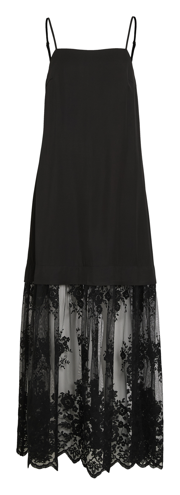 Lange jurk met vierkante halslijn in kant ROUGE EDIT Grijs