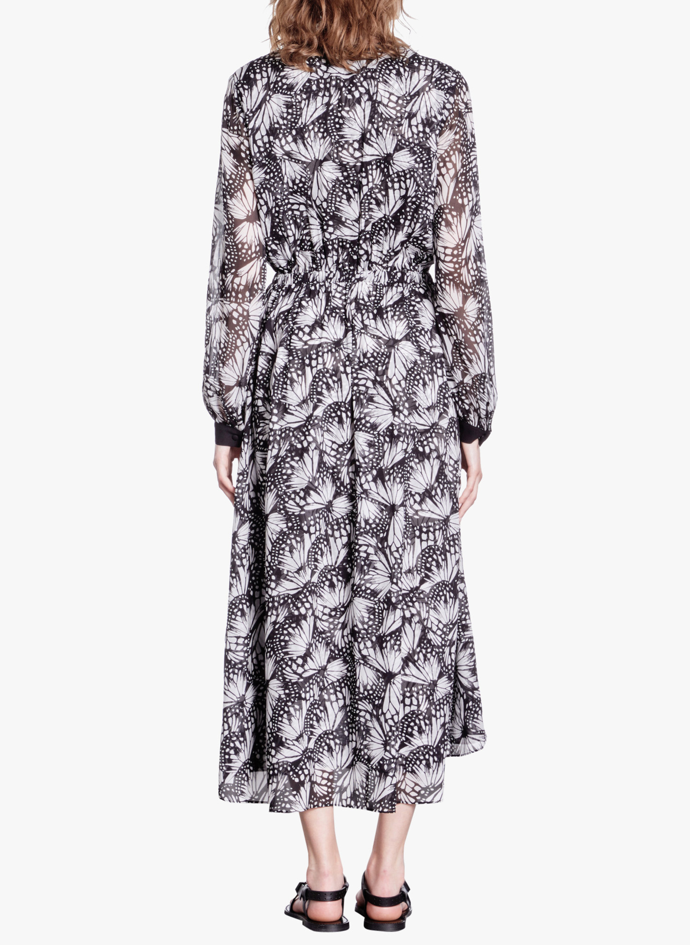 Lange jurk met V-hals en print THE KOOPLES Zwart