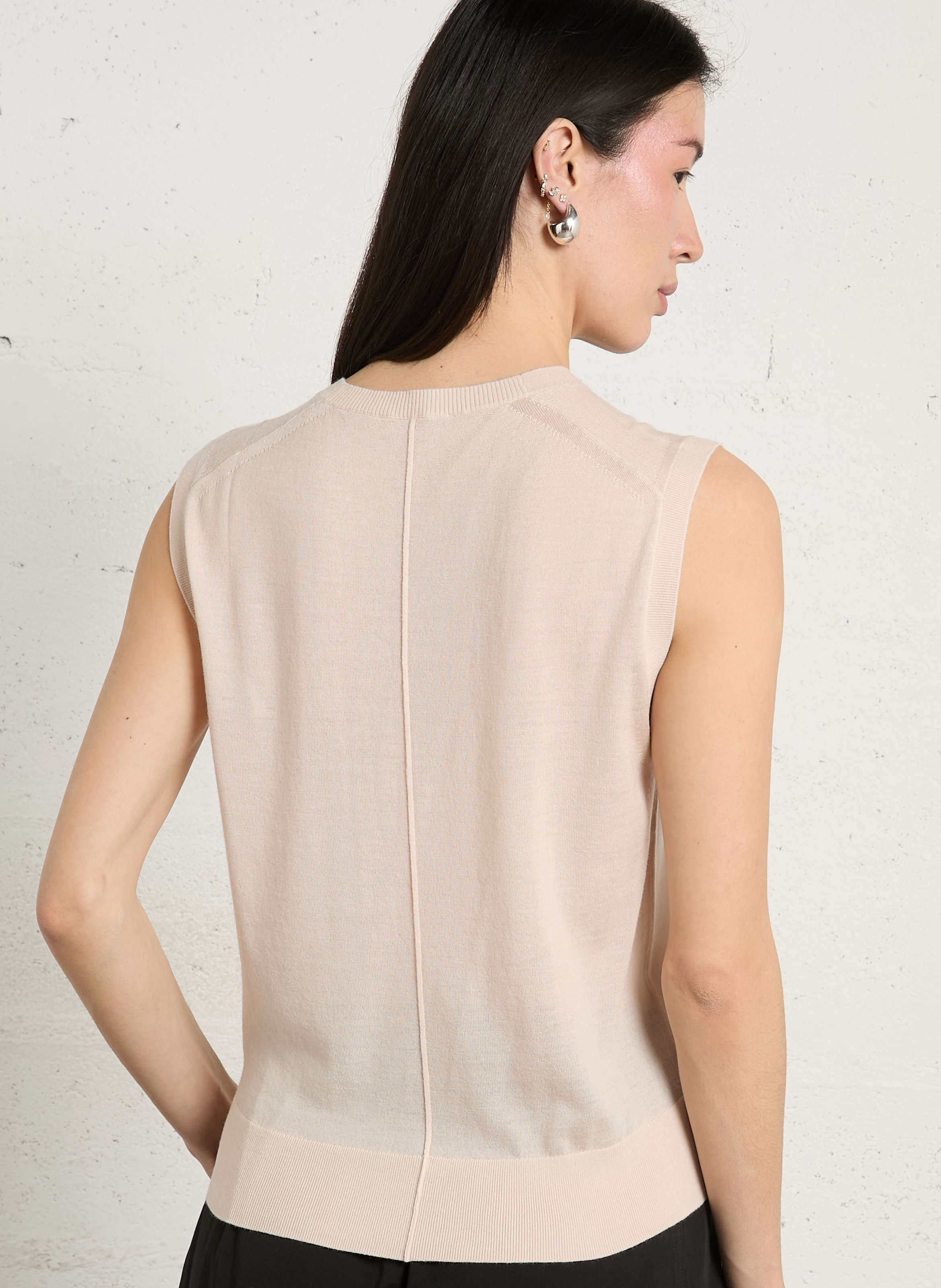 Sleeveless straight wool sweater SOEUR Pink
