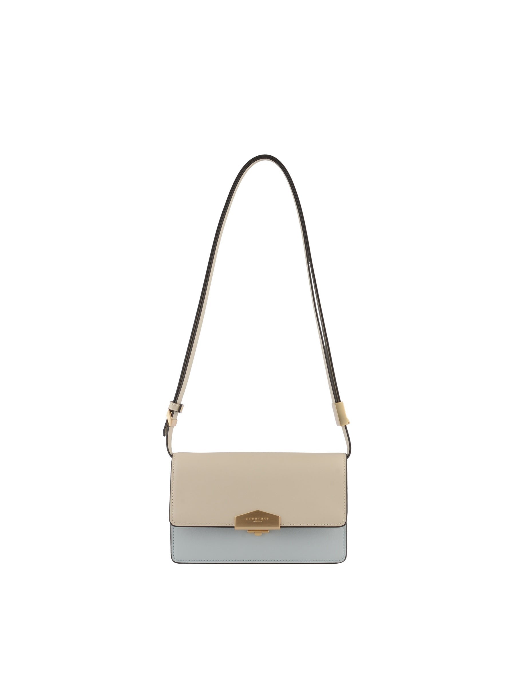 Calfskin leather shoulder bag POURCHET Beige