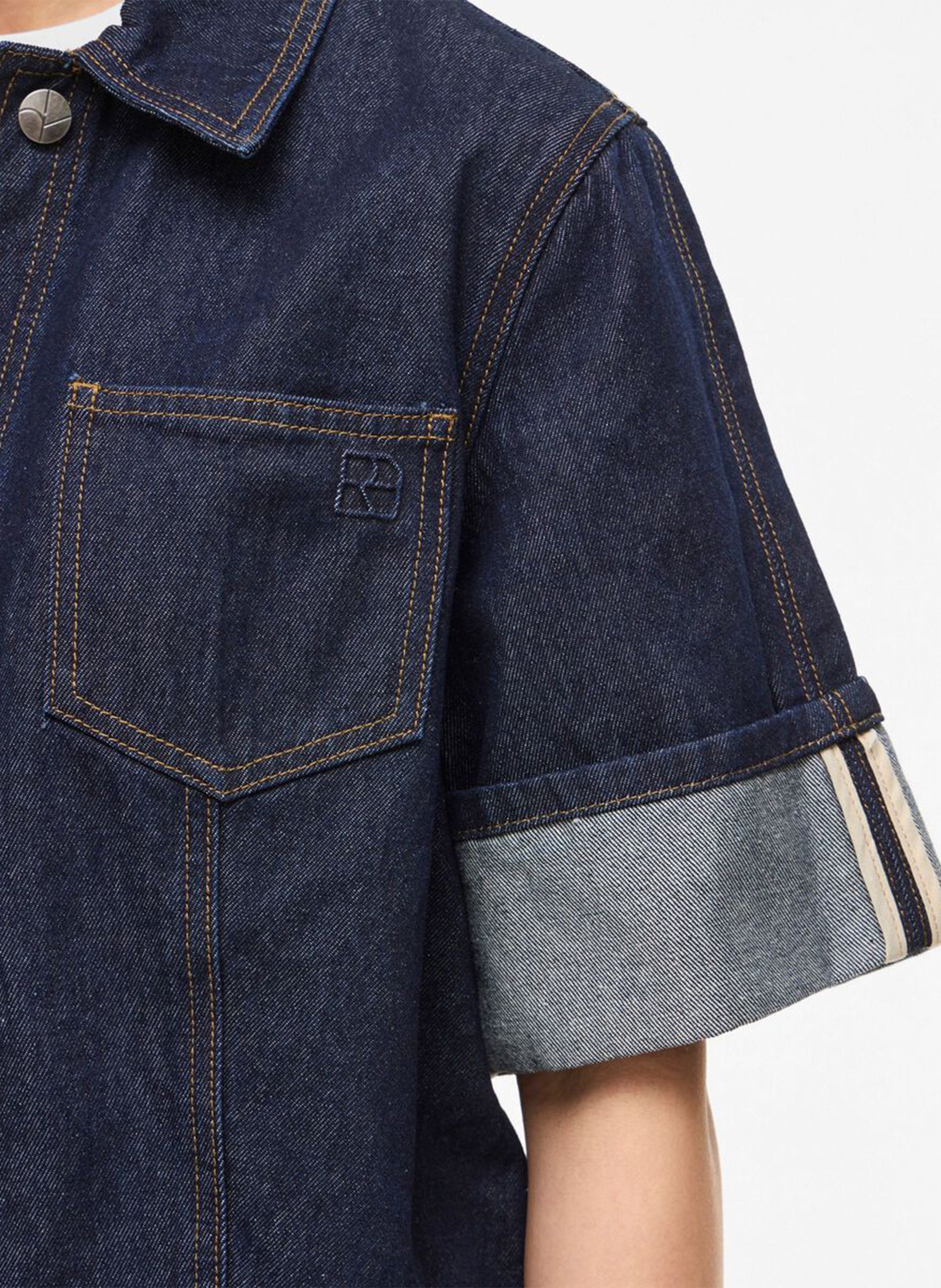 Straight shirt in cotton and recycled cotton ROUGE EDIT Blue