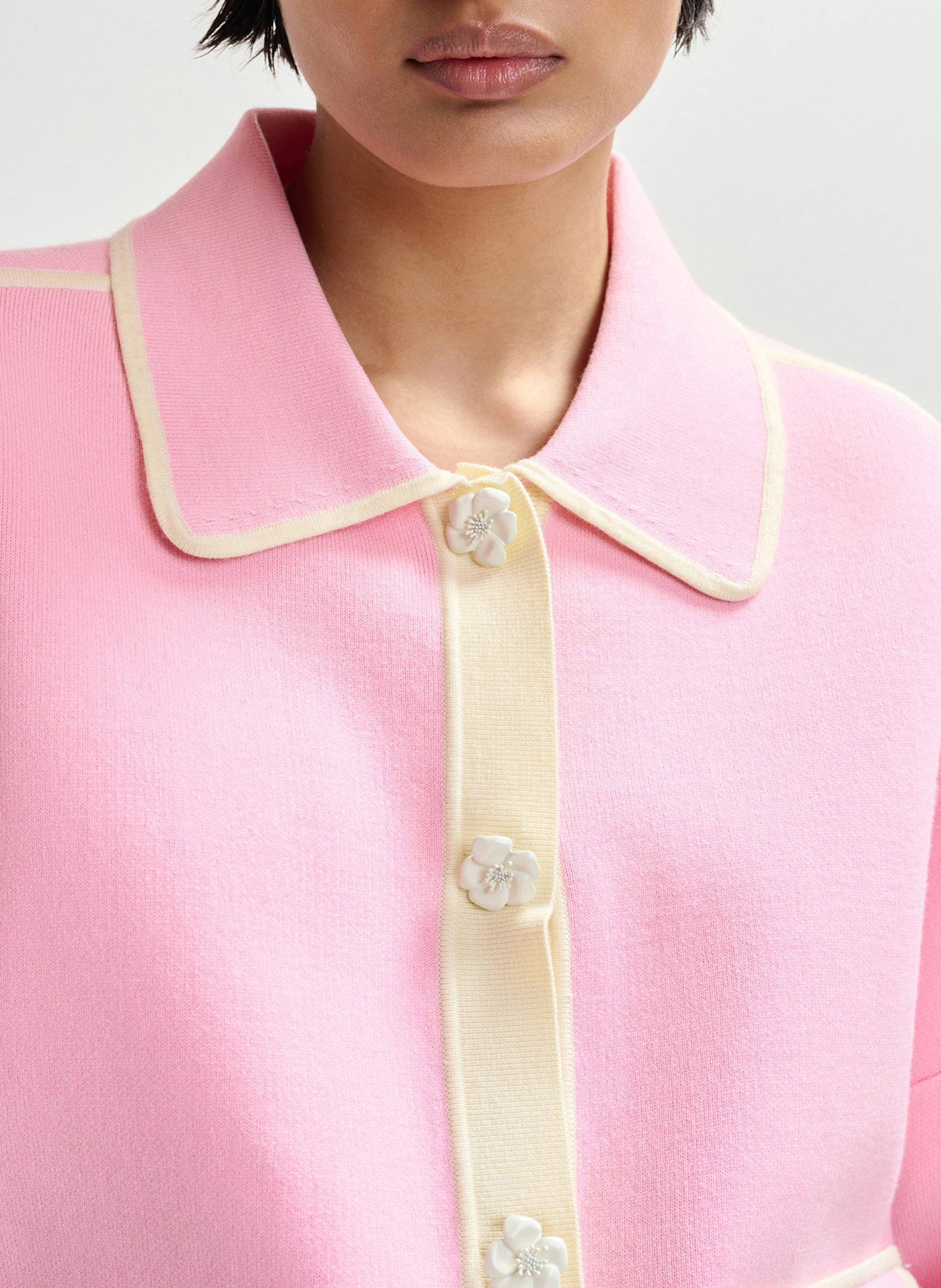 Cardigan with classic collar ESSENTIEL ANTWERP Pink