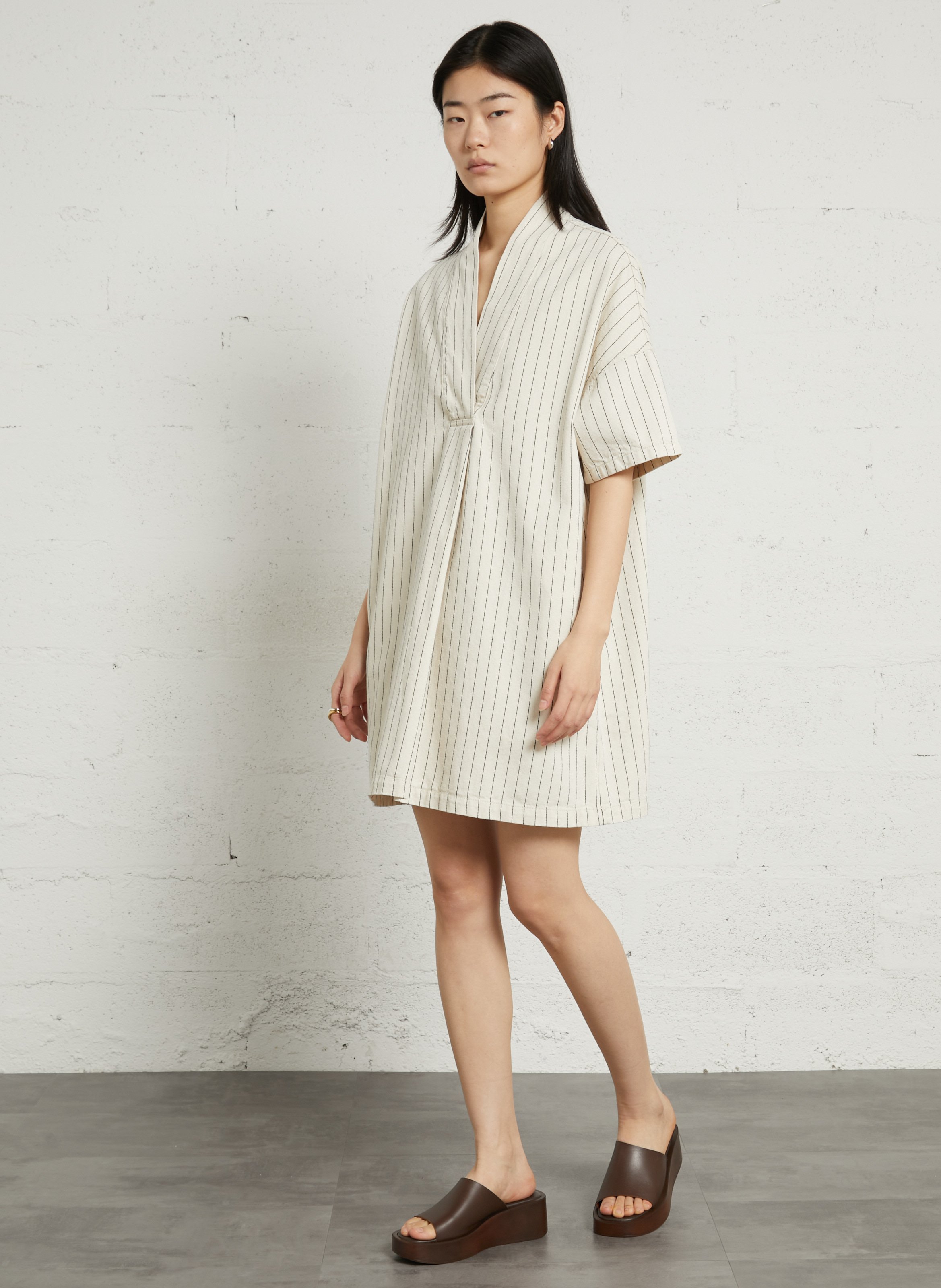 Kurzes, weites Baumwollkleid BELLEROSE Blau