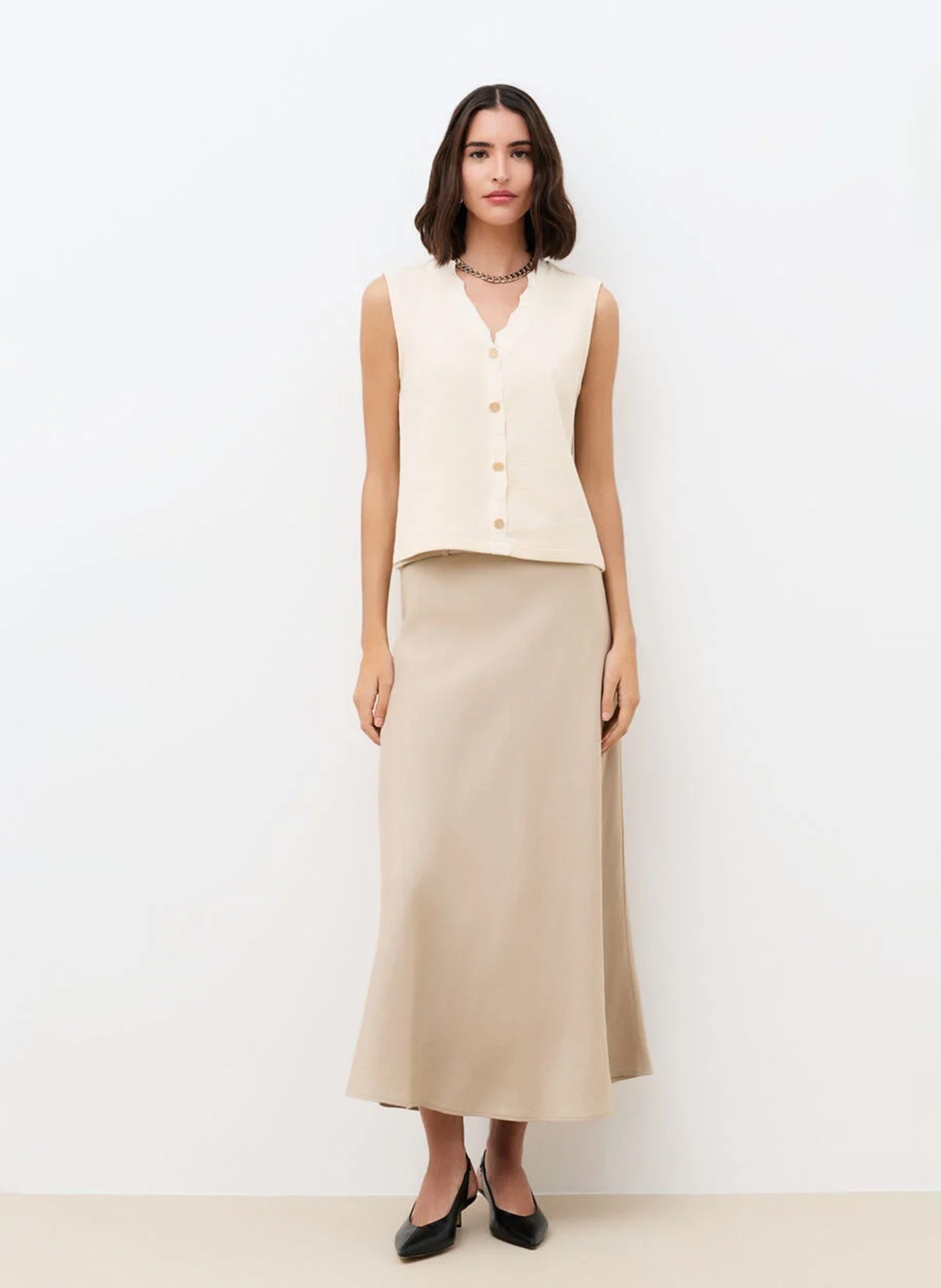 Darjee - Strickjacke mit V-Ausschnitt, Baumwoll-Mix CAROLL Beige