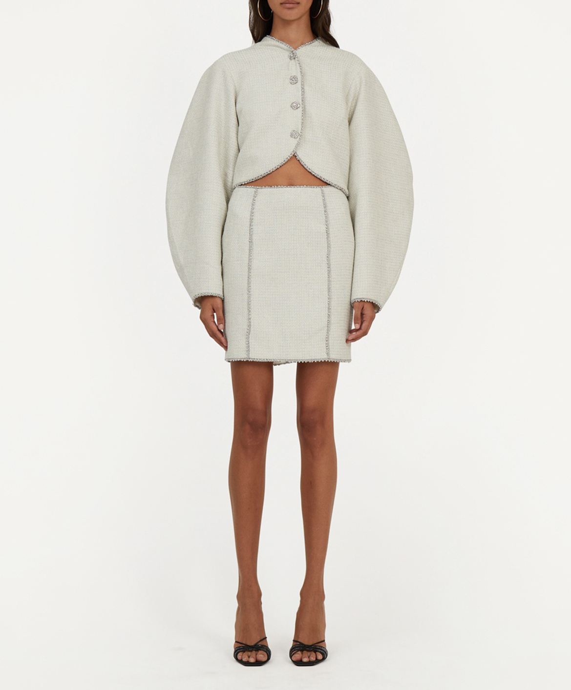 Gerade geschnittene Tweedjacke ROTATE Schwarz