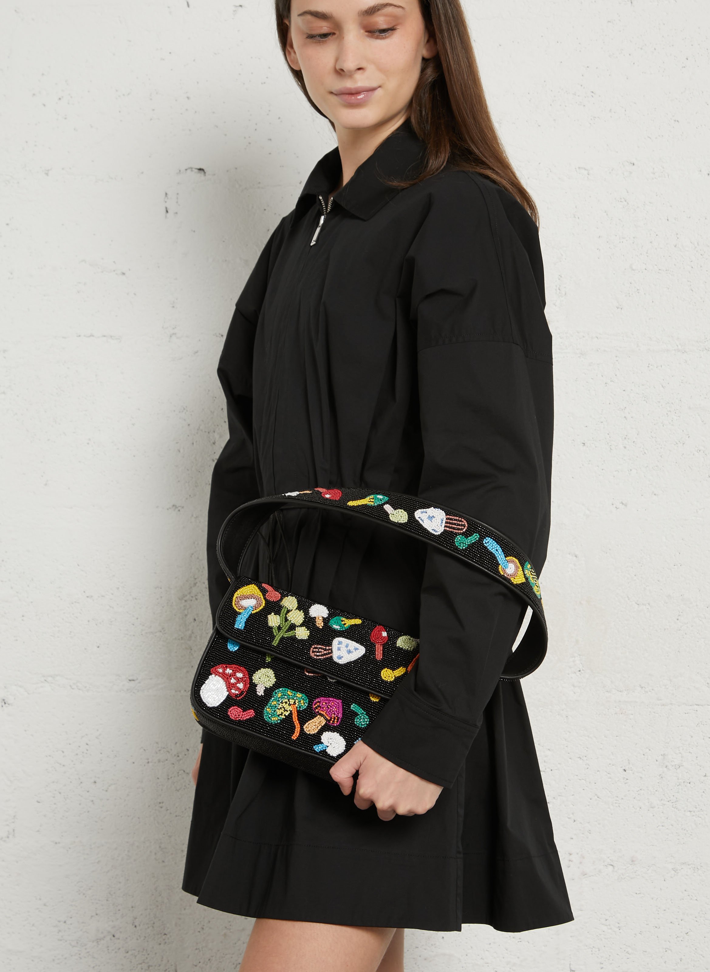 Sac épaule à perles motif champignons STAUD Multicolore