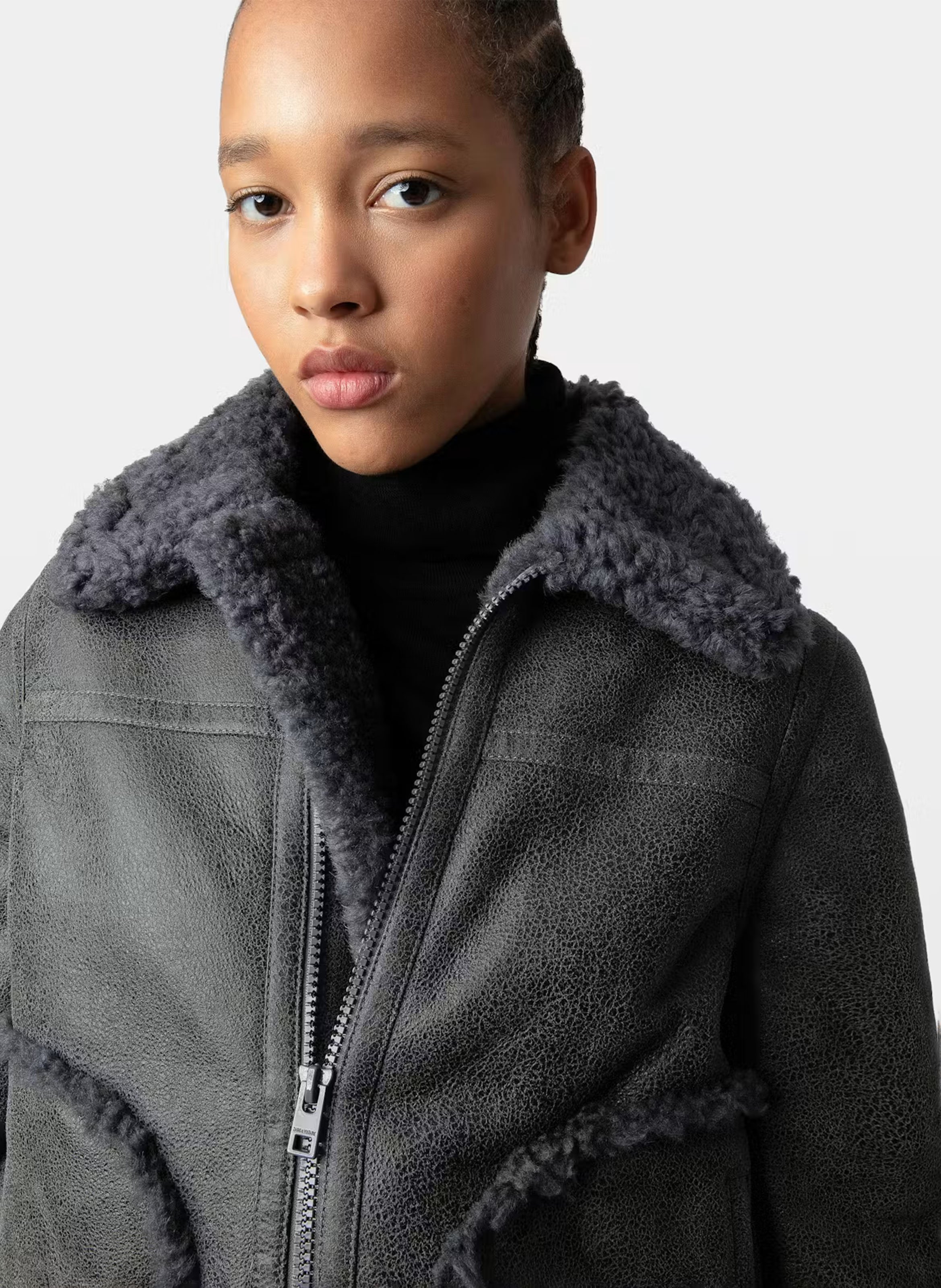 Cazadora de aviador de cuero envejecido ZADIG&VOLTAIRE Gris