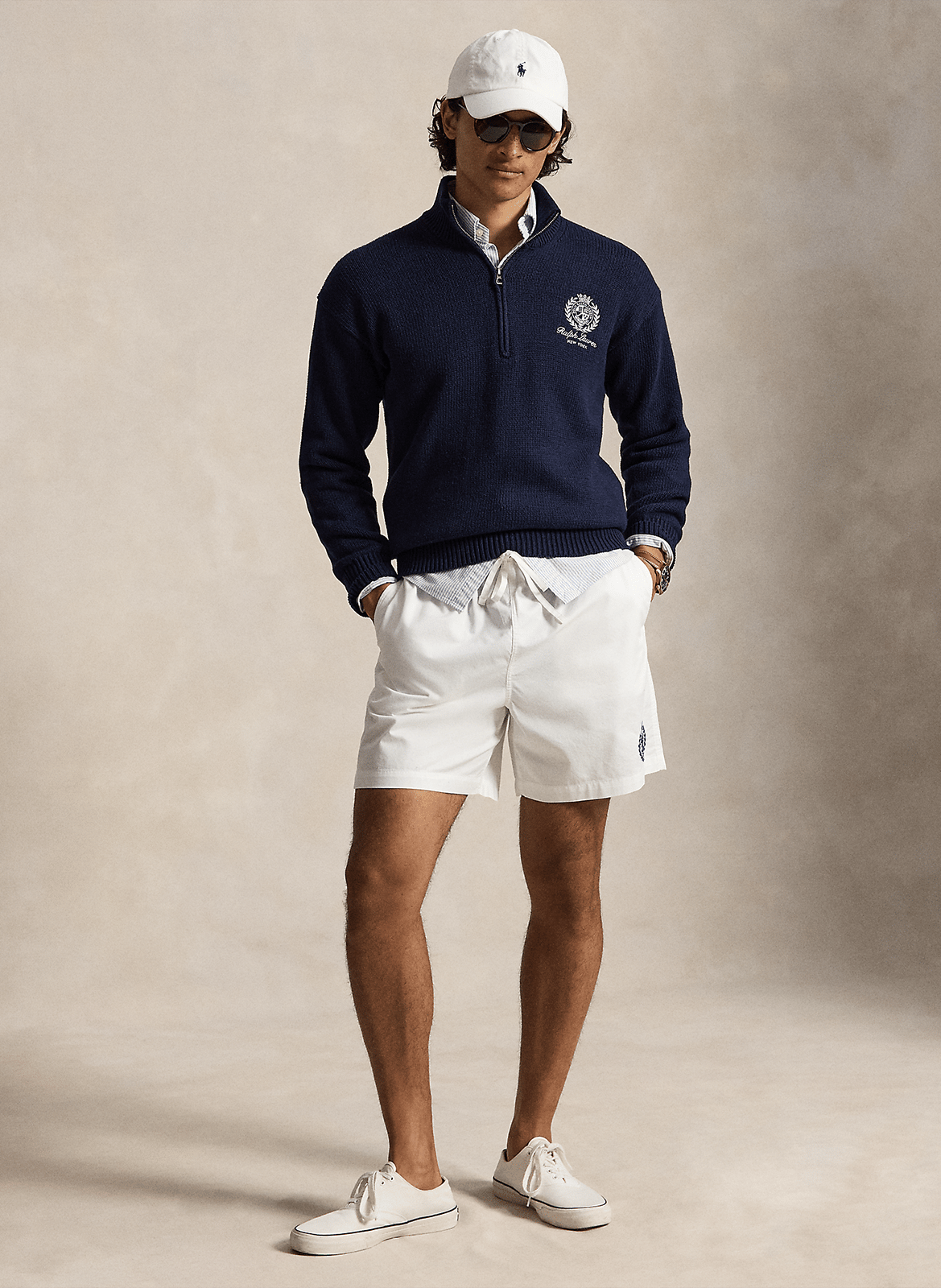 Pullover mit Stehkragen und Reißverschluss in Uni-Farbe POLO RALPH LAUREN Blau