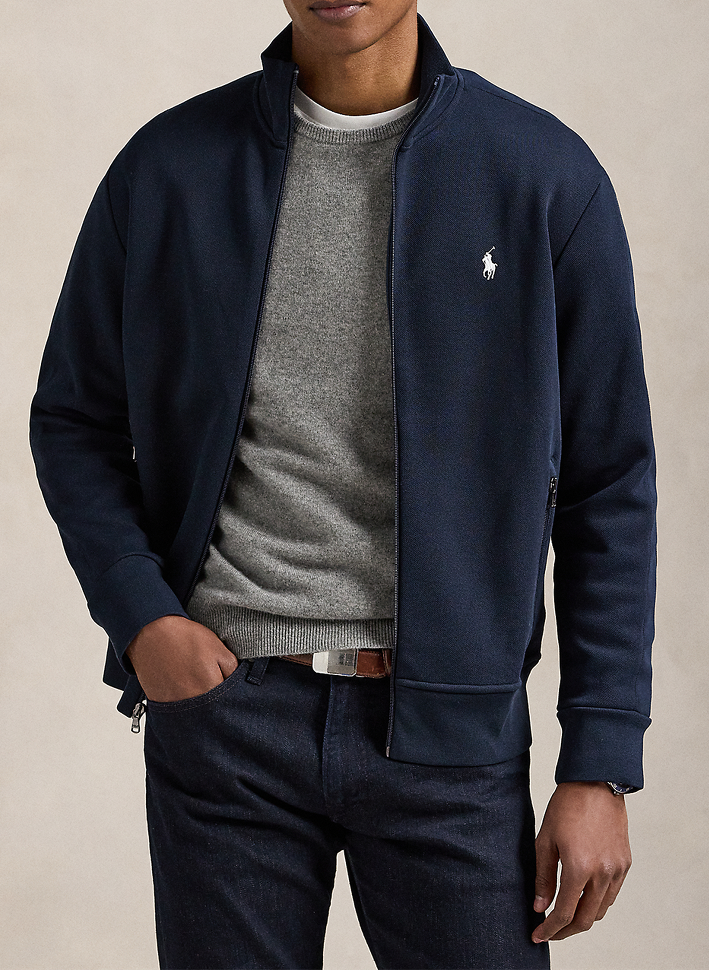 Straight high-neck cotton blend vest POLO RALPH LAUREN Blue