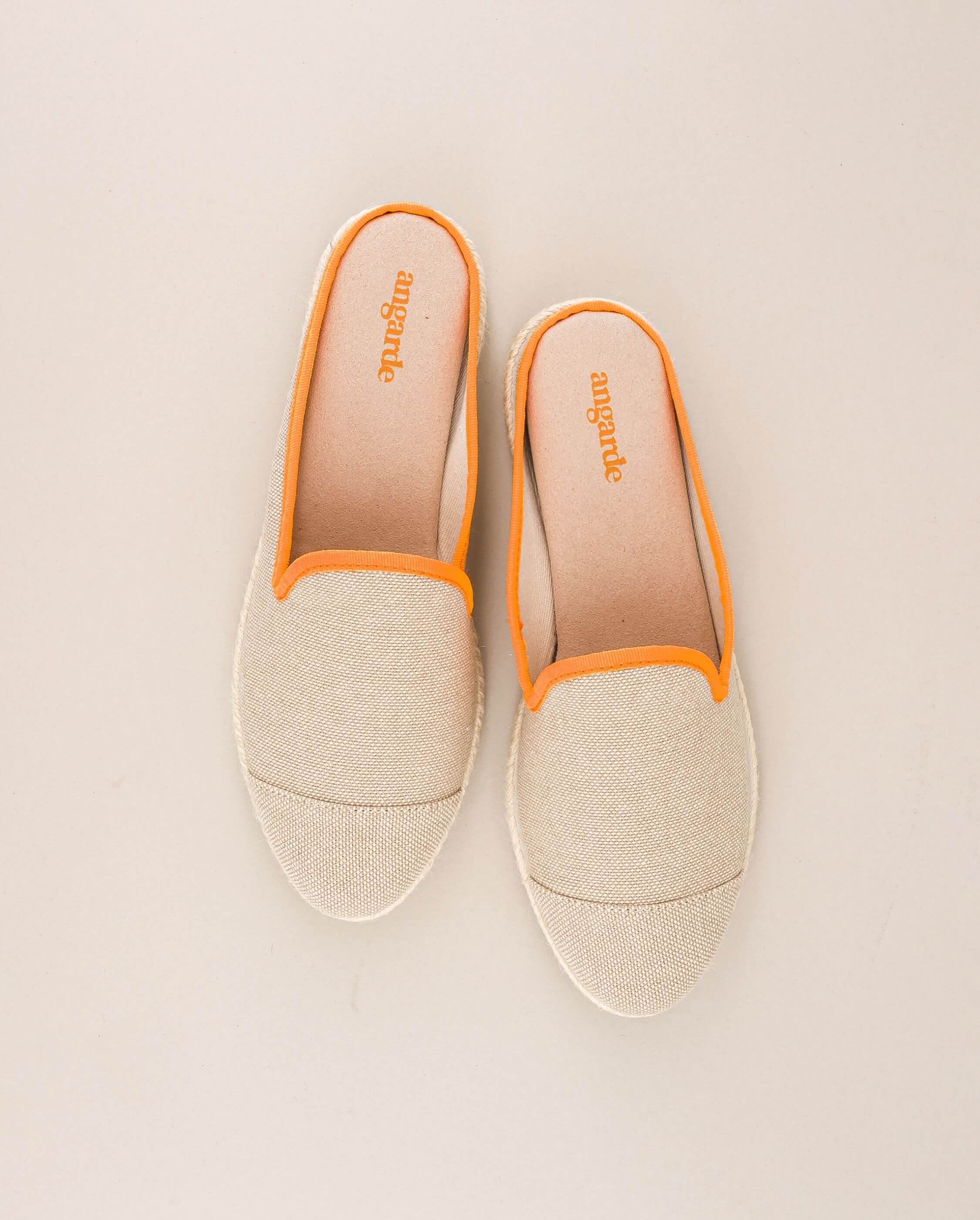 Women's mule SOCOA, beige cotton with neon orange ANGARDE Beige