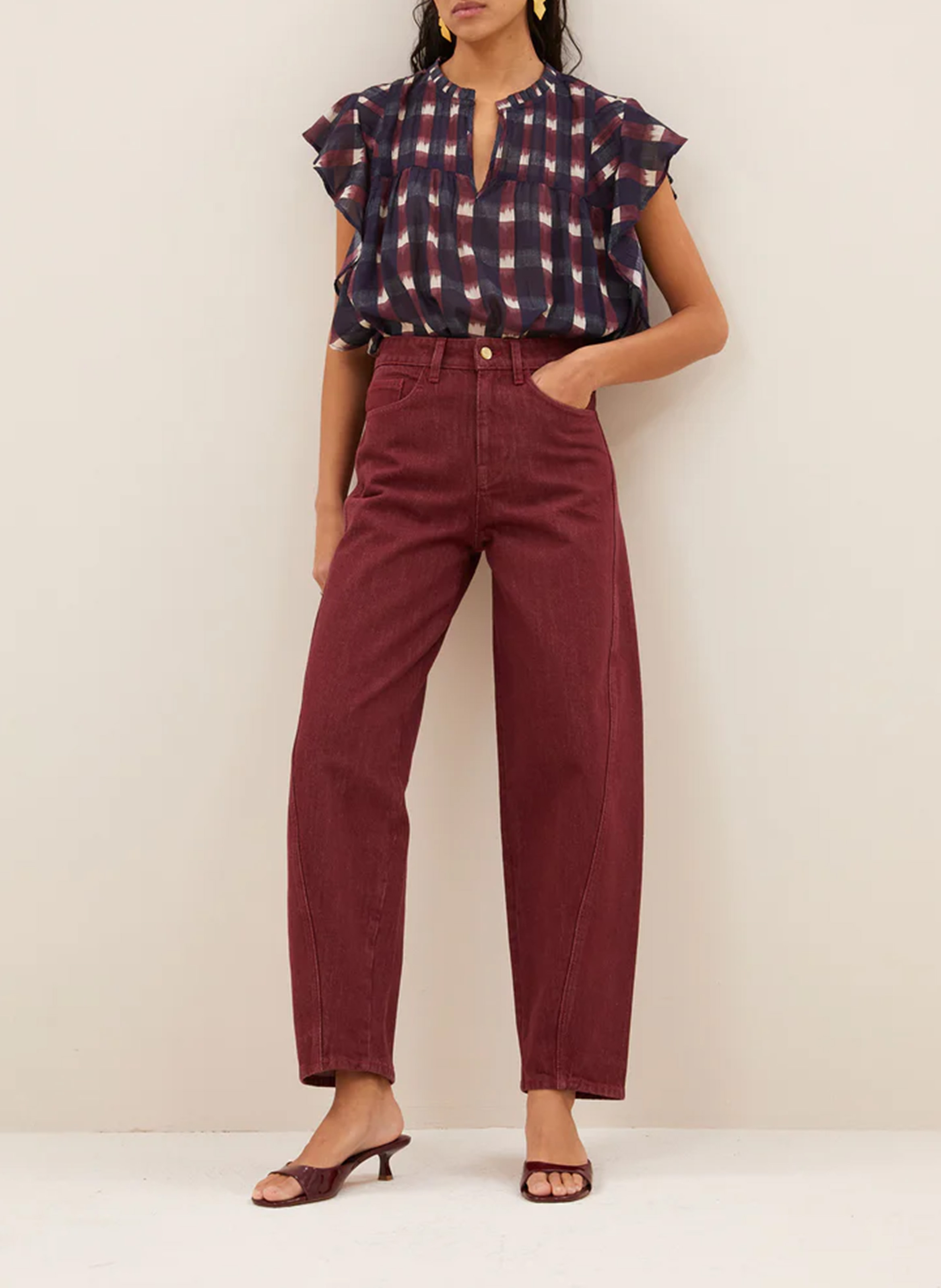 Weit geschnittene Jeans aus Bio-Baumwolle BY BAR Rot