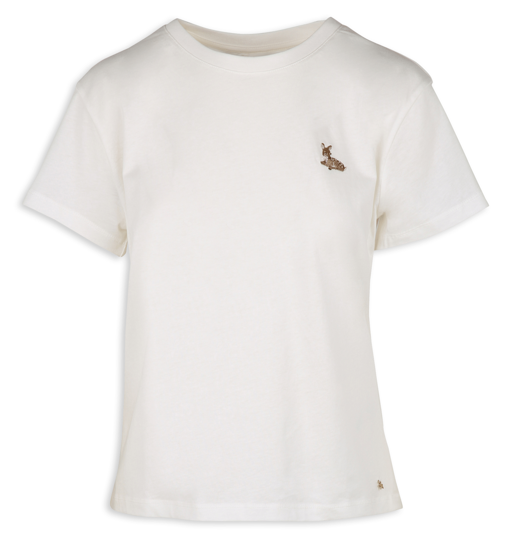 Straight-cut round-neck T-shirt in embroidered cotton DES PETITS HAUTS Beige