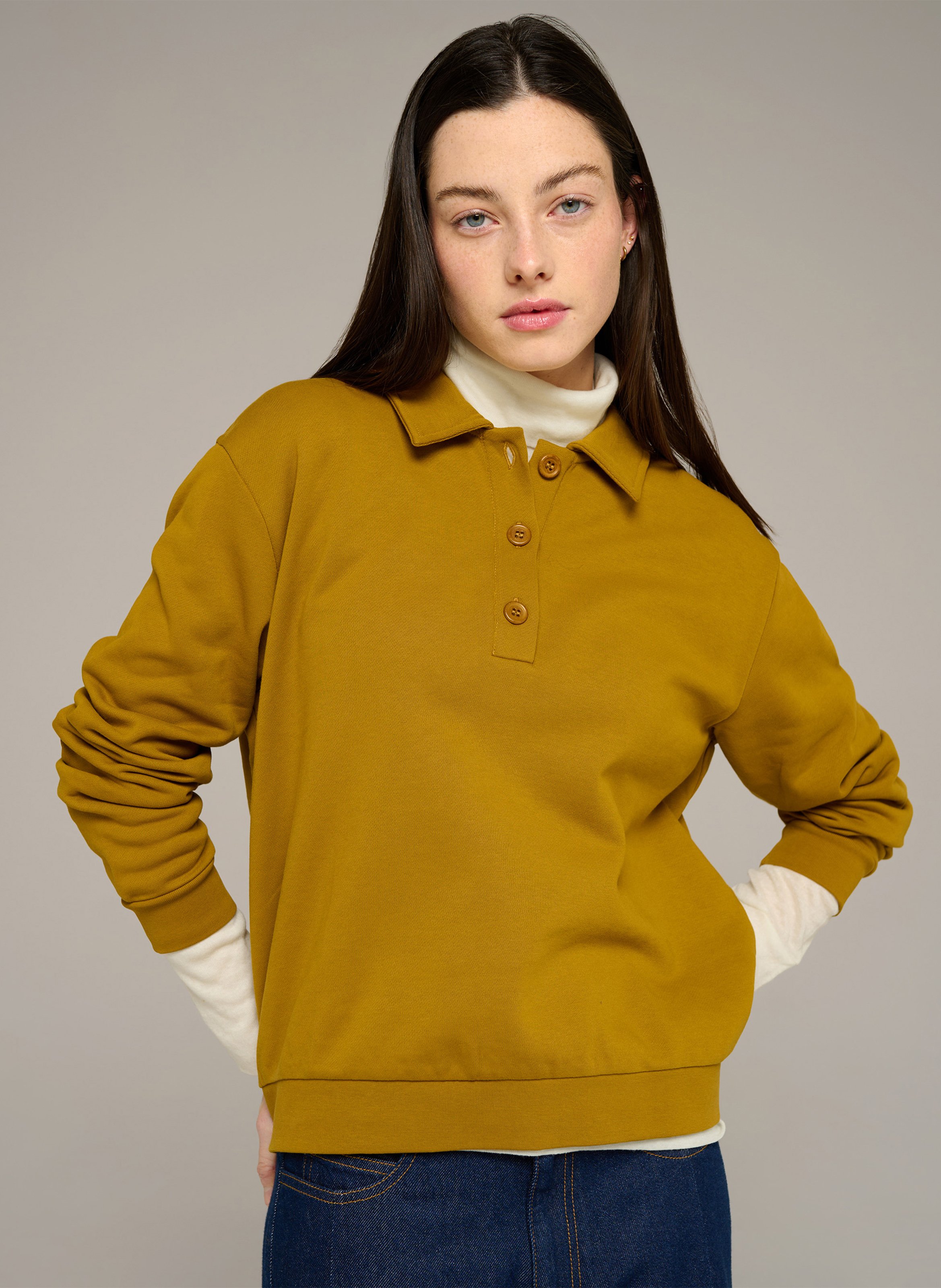 Bio-Baumwoll-Sweatshirt COTELAC ACOTE Gelb