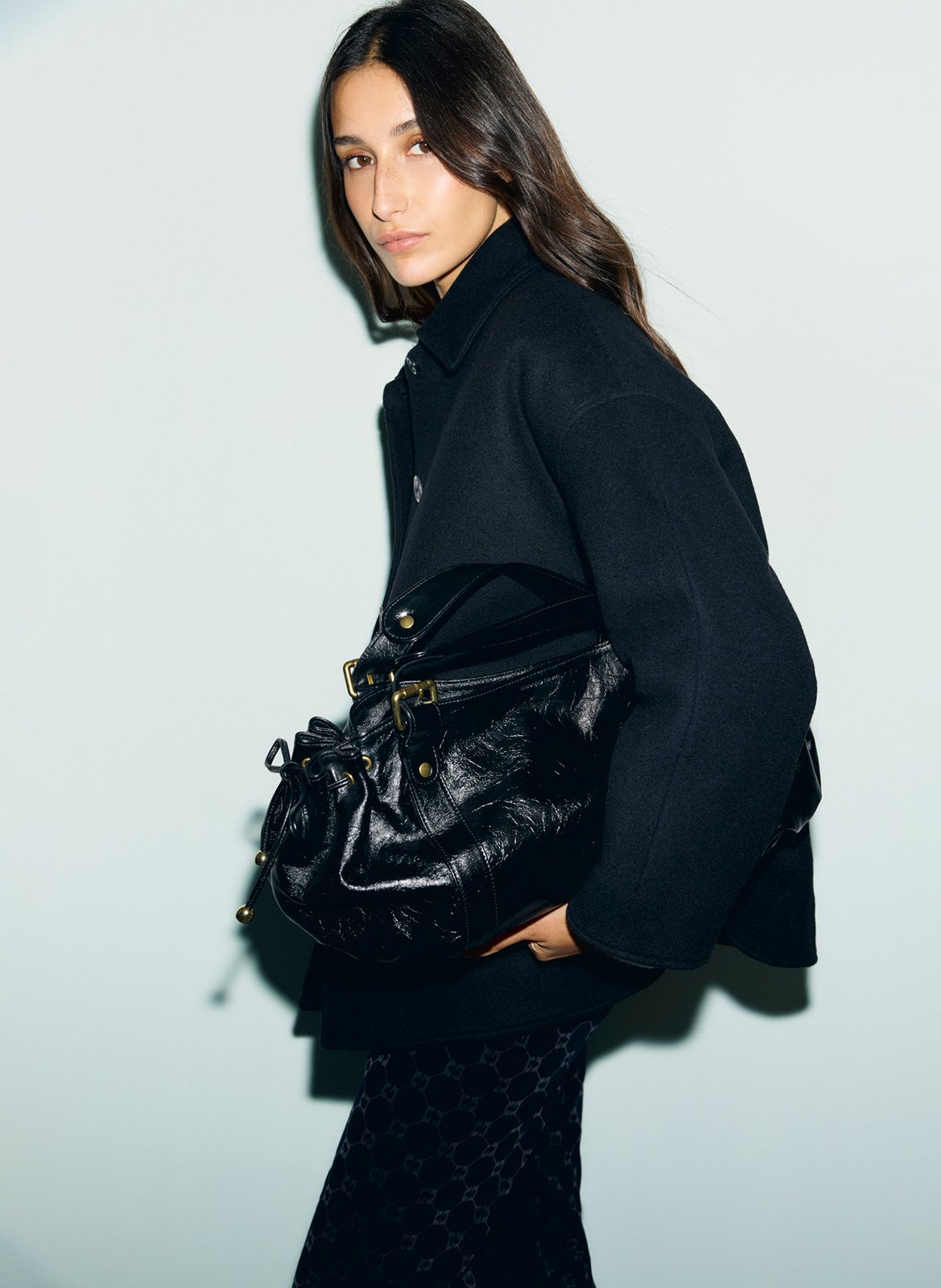 Manteau droit col classique en laine mélangée GERARD DAREL Noir
