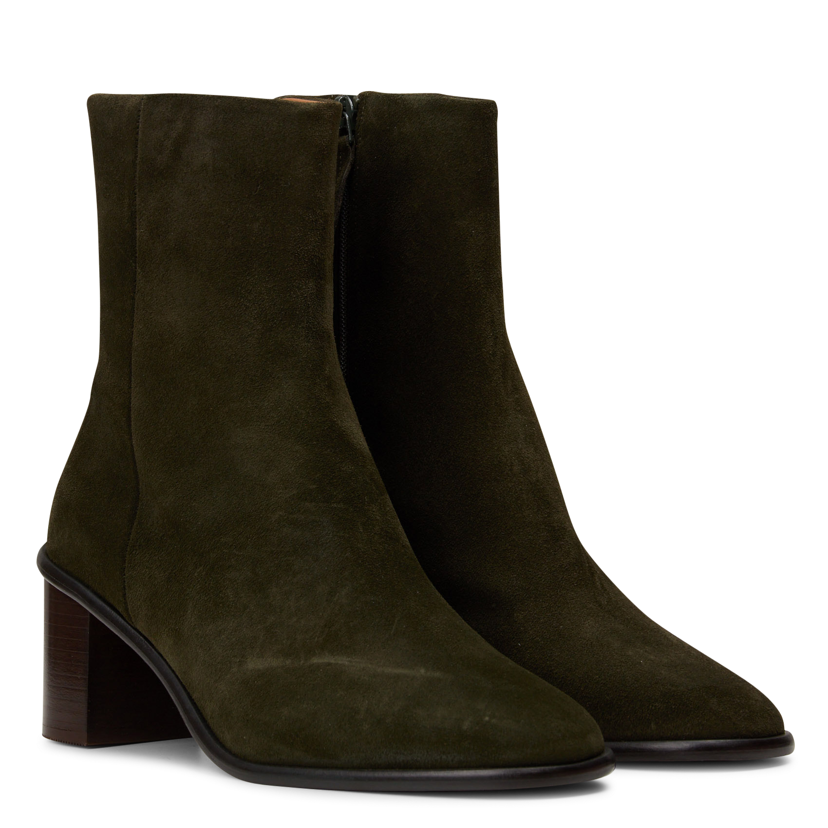 Botines de cuero de ante con cremallera ANTHOLOGY PARIS Verde