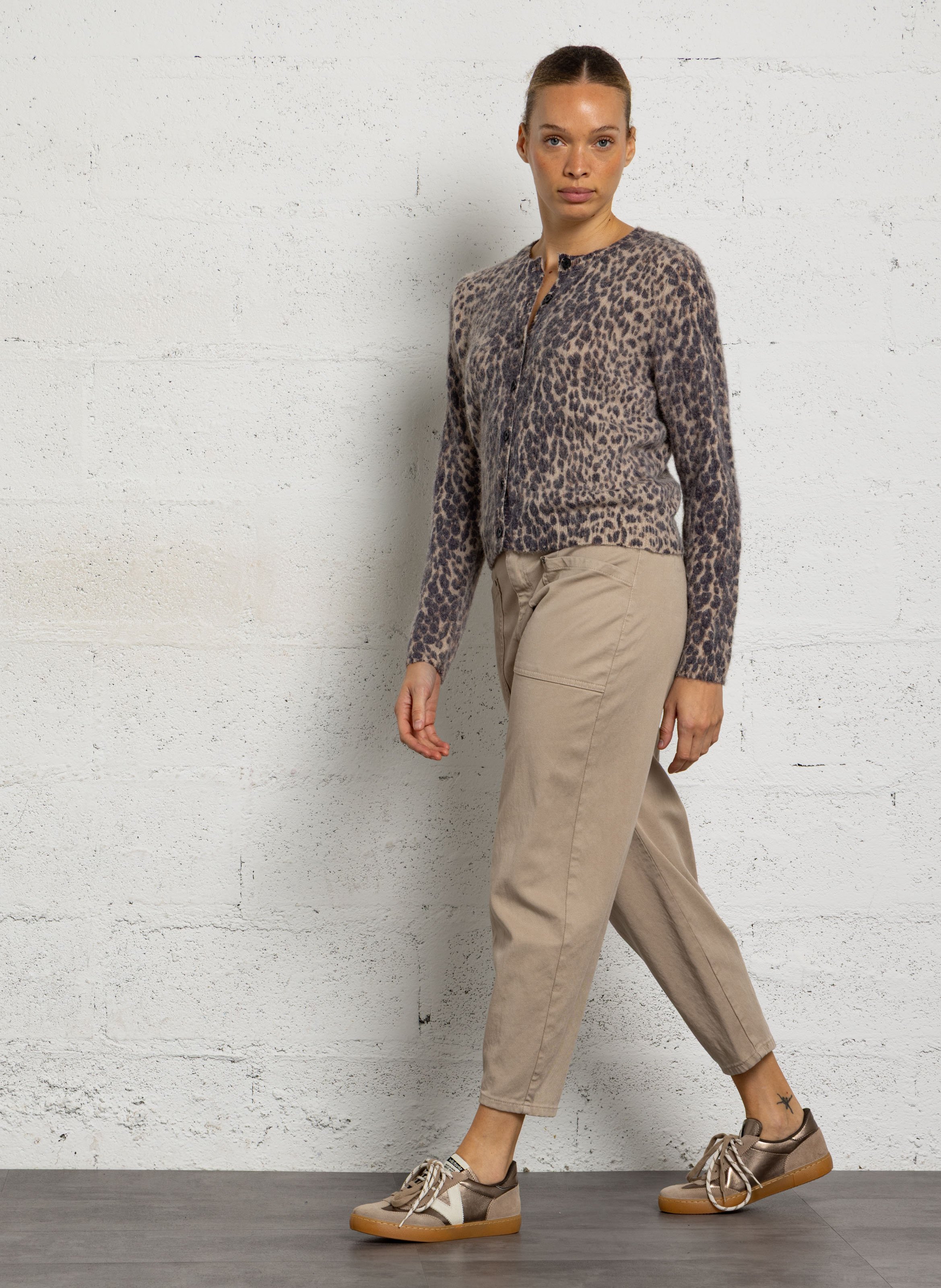 Printed round-neck cardigan SUNCOO Beige