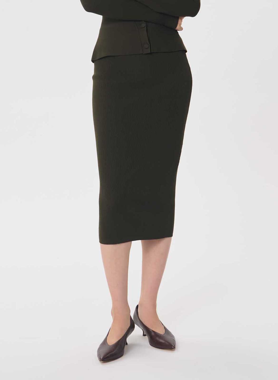 Aansluitende midi-rok in tricot TARA JARMON Groen