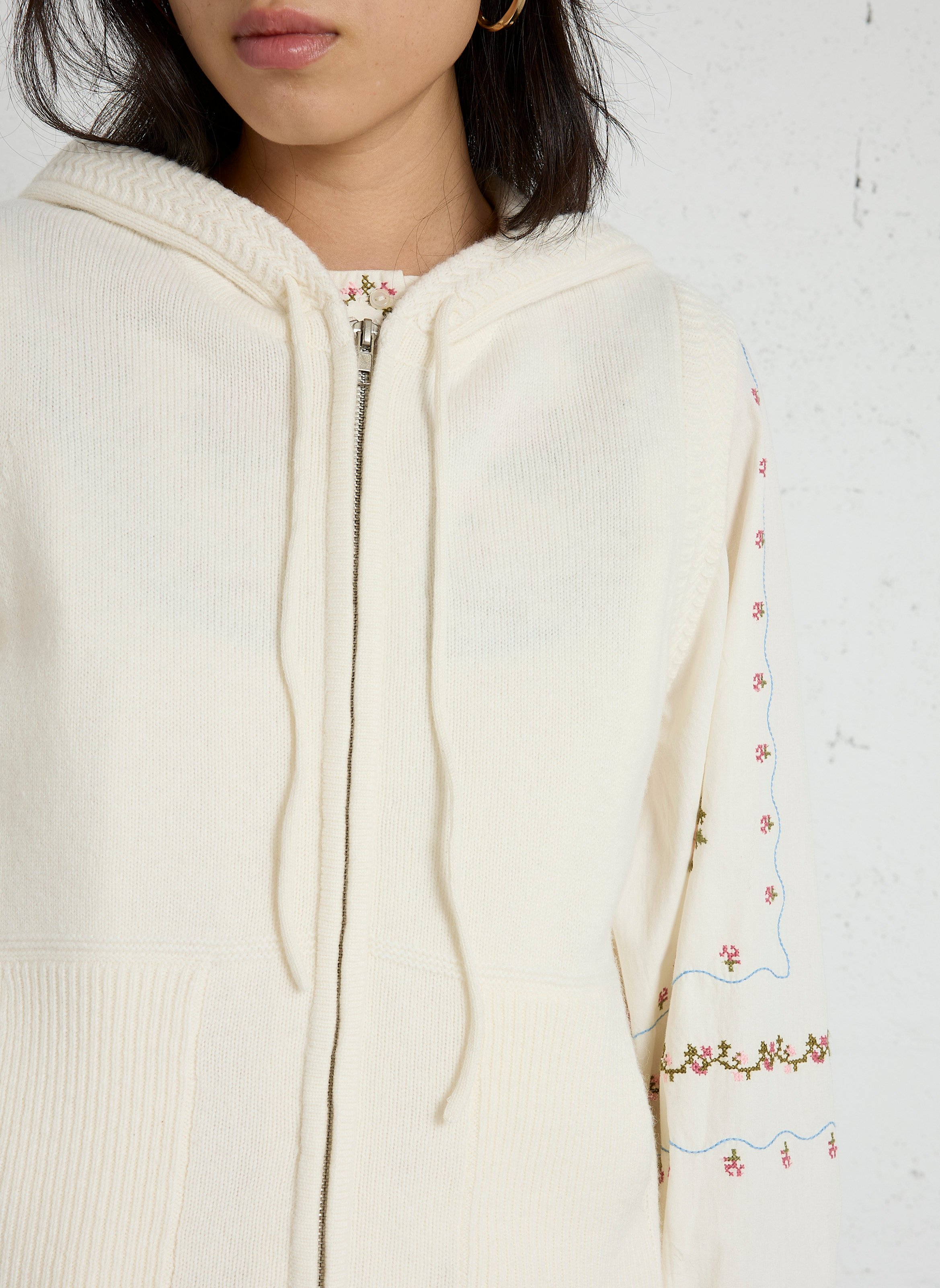 Sleeveless hooded wool cardigan SUD EXPRESS White