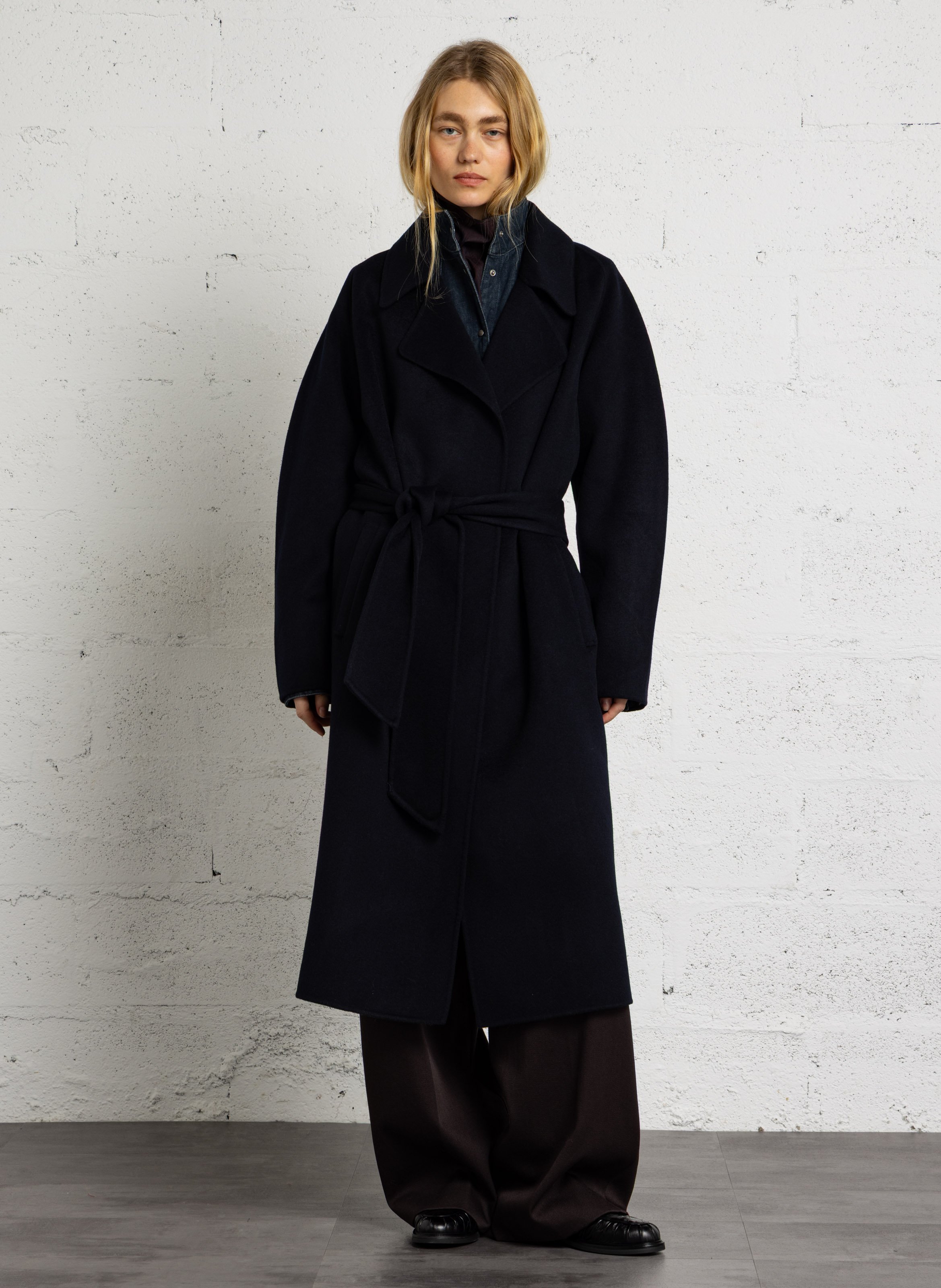 Weite Bundfaltenhose aus Wollmischung SOEUR Schwarz