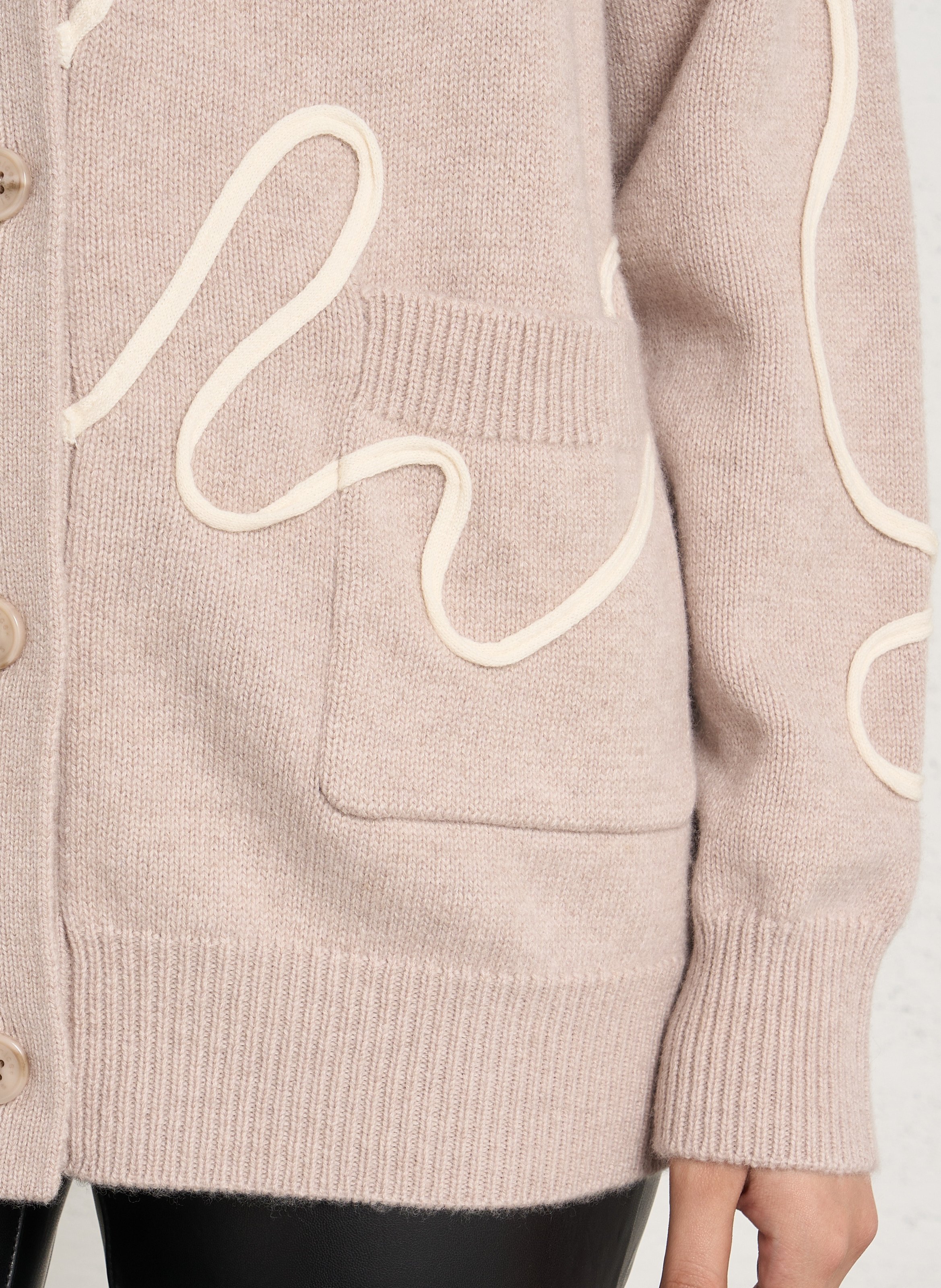 V-neck wool cardigan BERENICE Beige