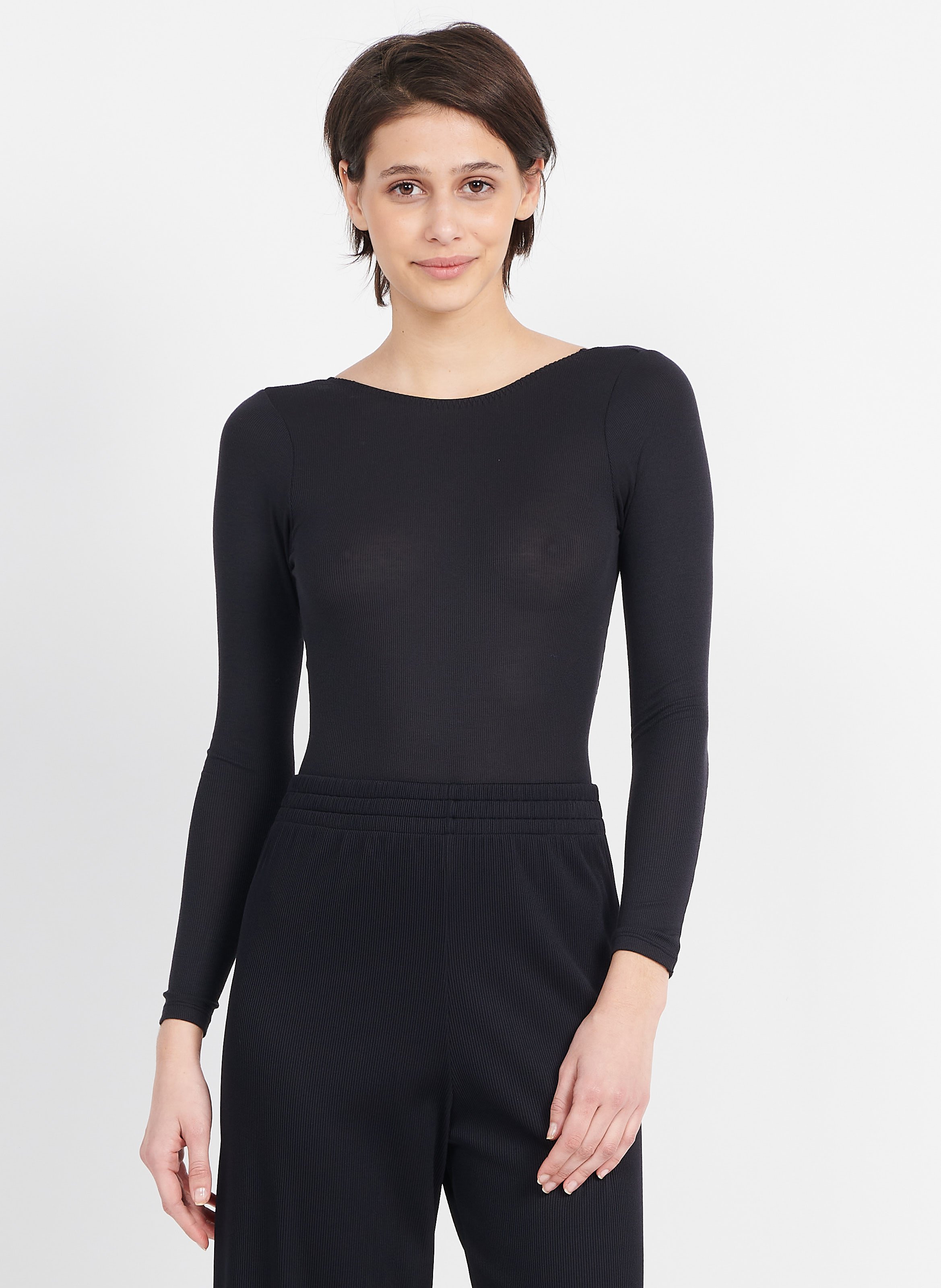 Langärmeliger Damen-Body Aus Polyester/Elasthan, Tanga-Schnitt - Bequemes Basics-Top Für Herbst & Winter