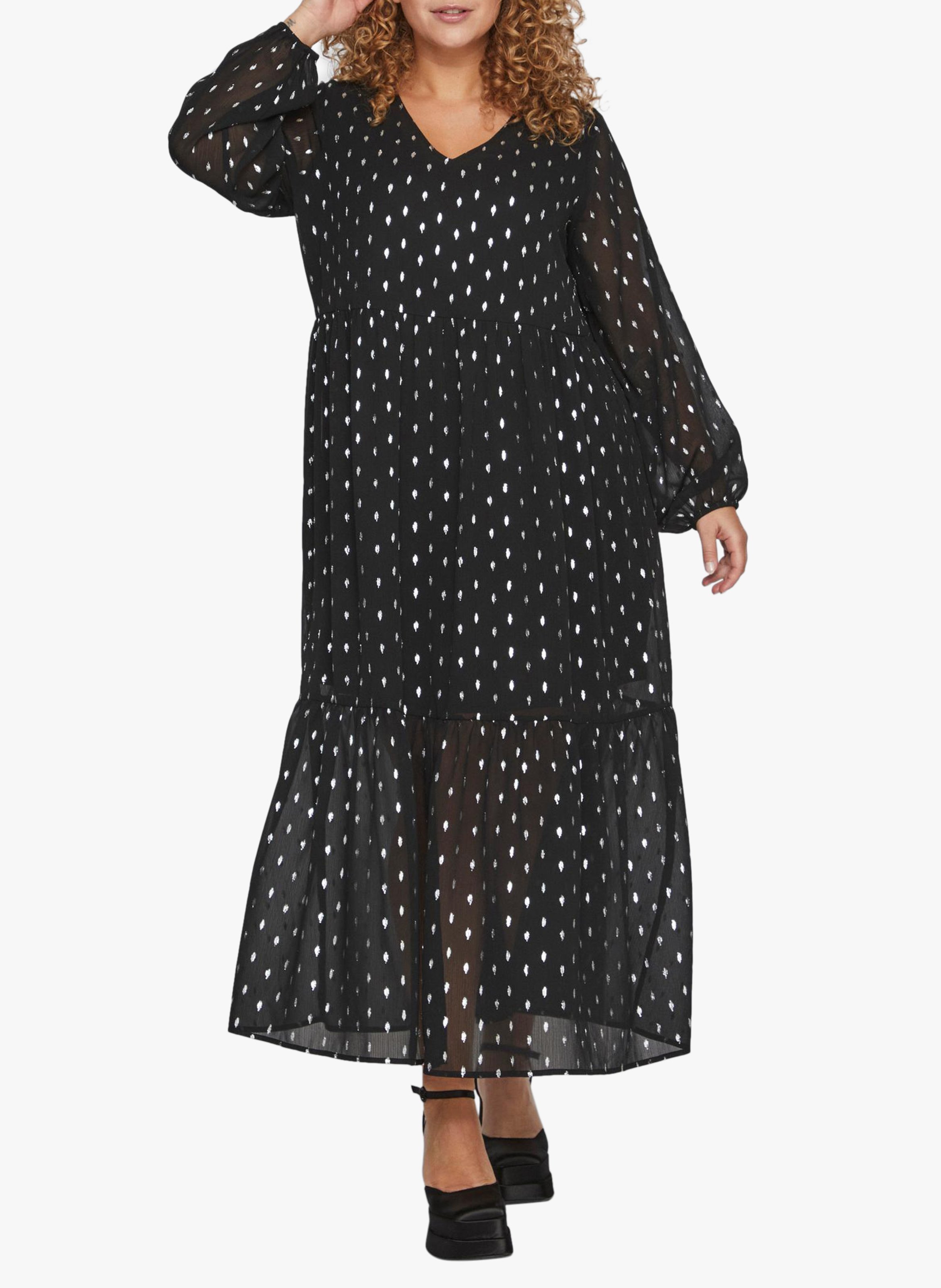 Robe longue ample col V EVOKED Noir