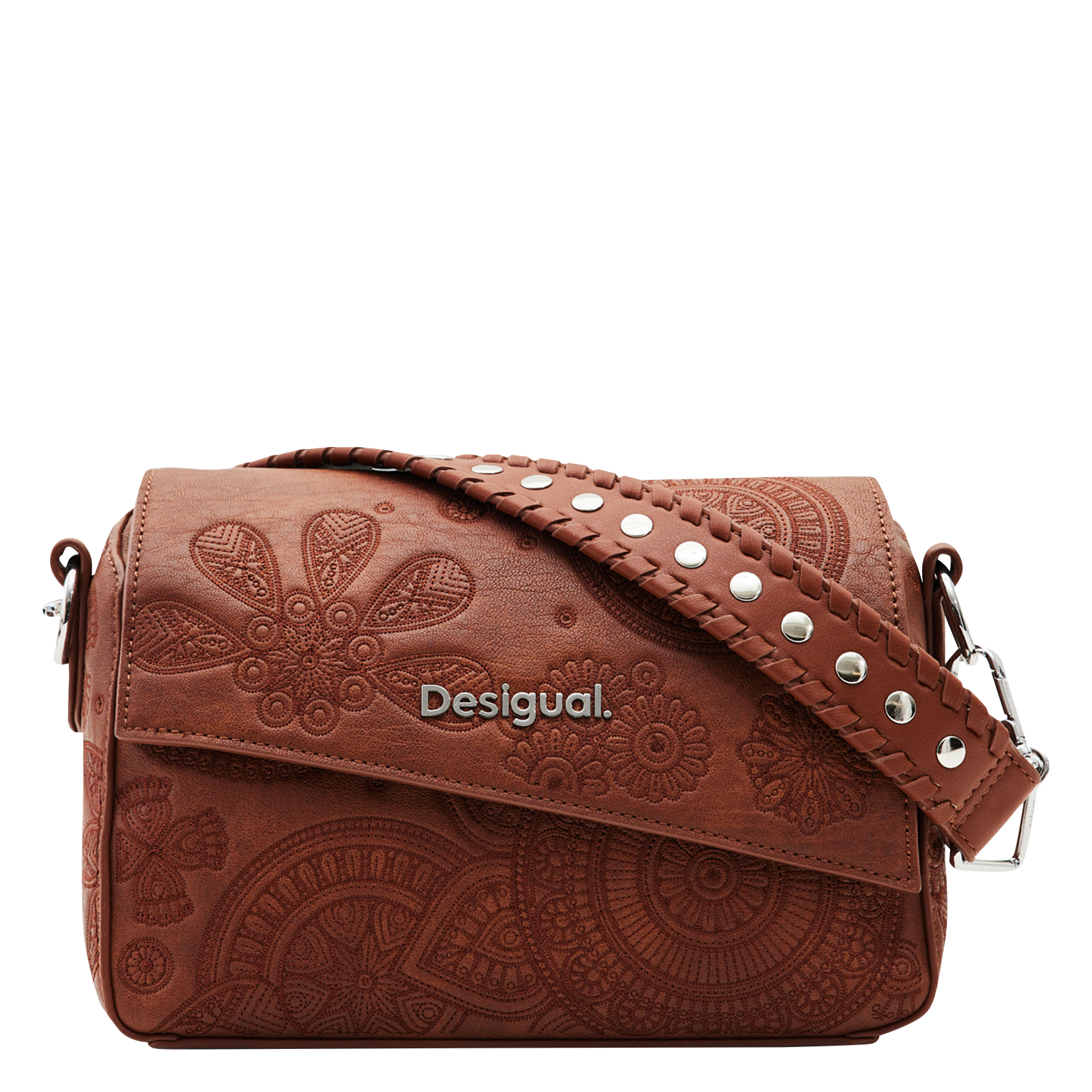 Bag Sac Desigual Cuir Marron Sac à Dos Effet Cuir Coutures Moyen