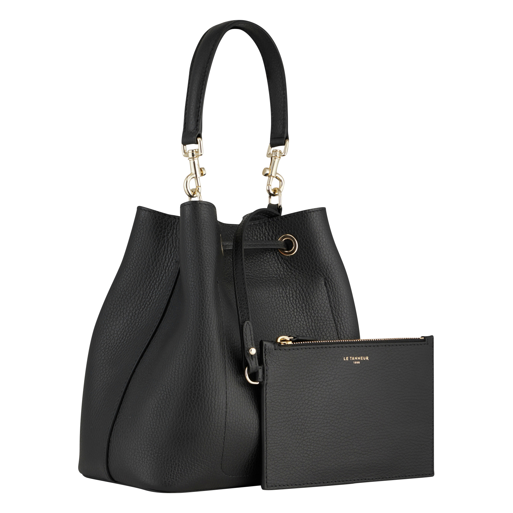 Grained leather bucket bag LE TANNEUR Black