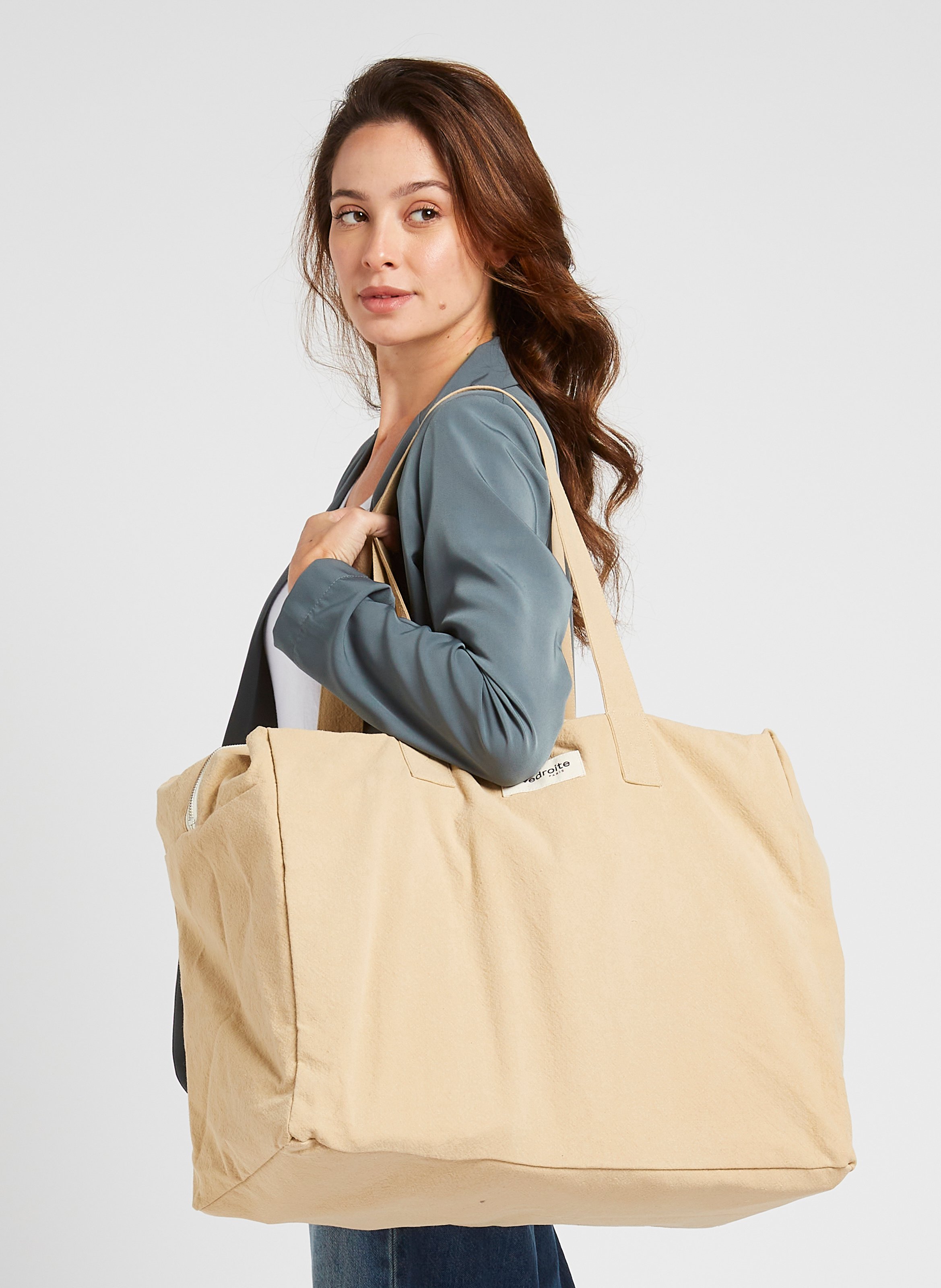 Recycled cotton travel bag RIVEDROITE PARIS Beige