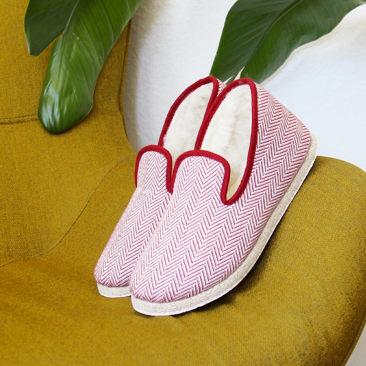 Fabric Charentaise slippers JULES & JENN White