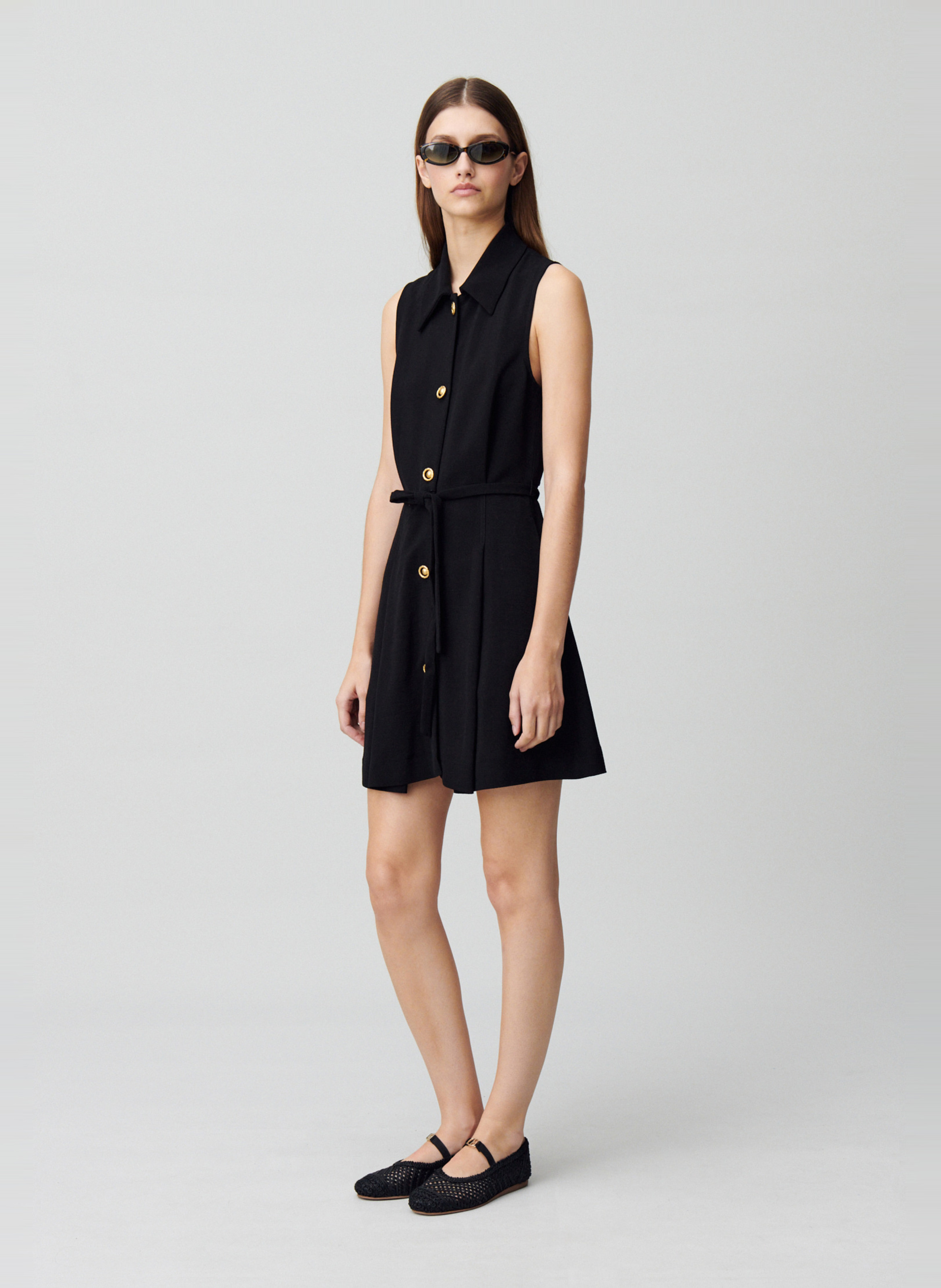 Robe Courte Claudie Pierlot Robe Noire Robe Courte Boutonnée Noir - Main Image