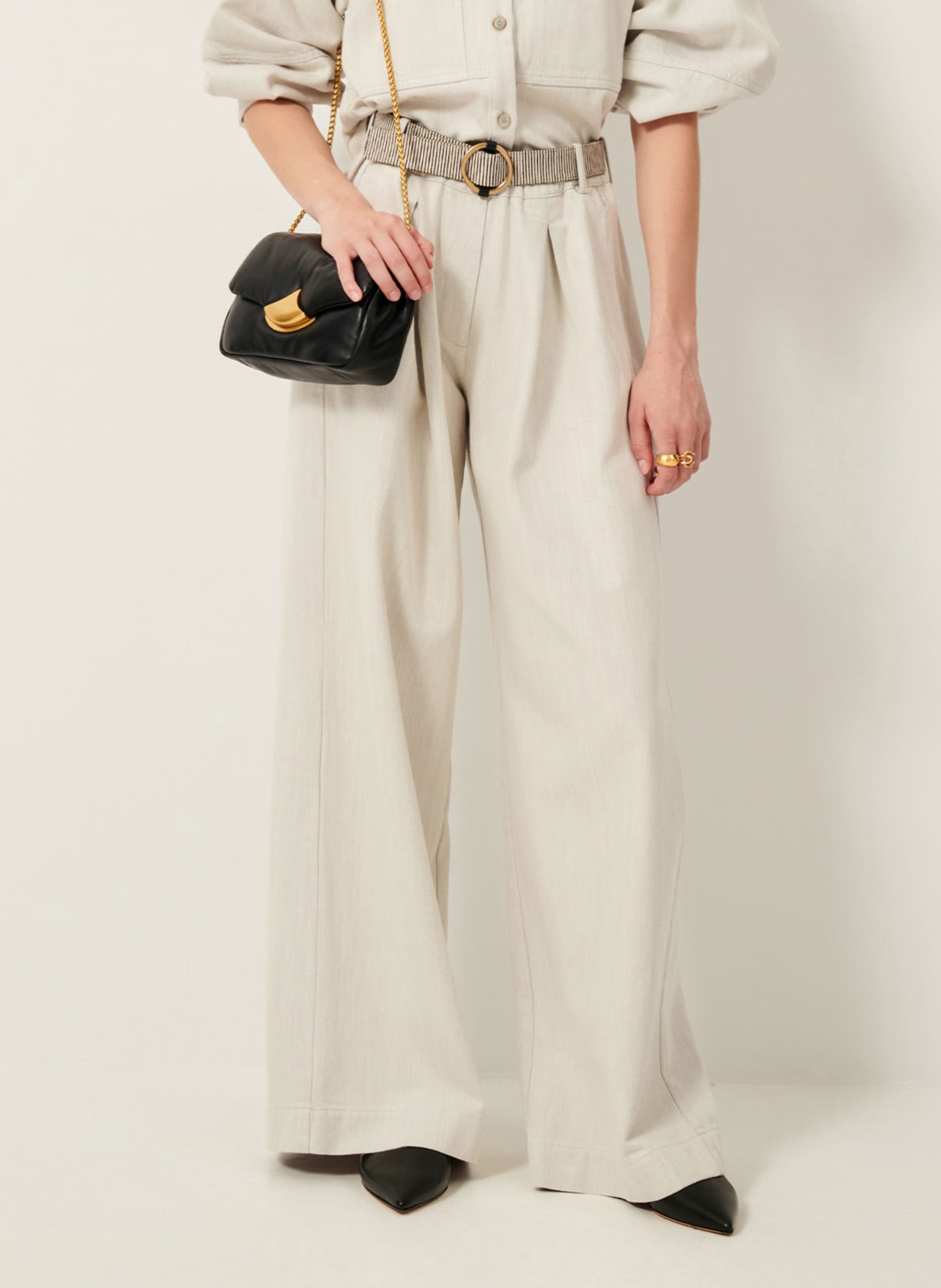 Pantalon large en coton mélangé SESSUN Bleu