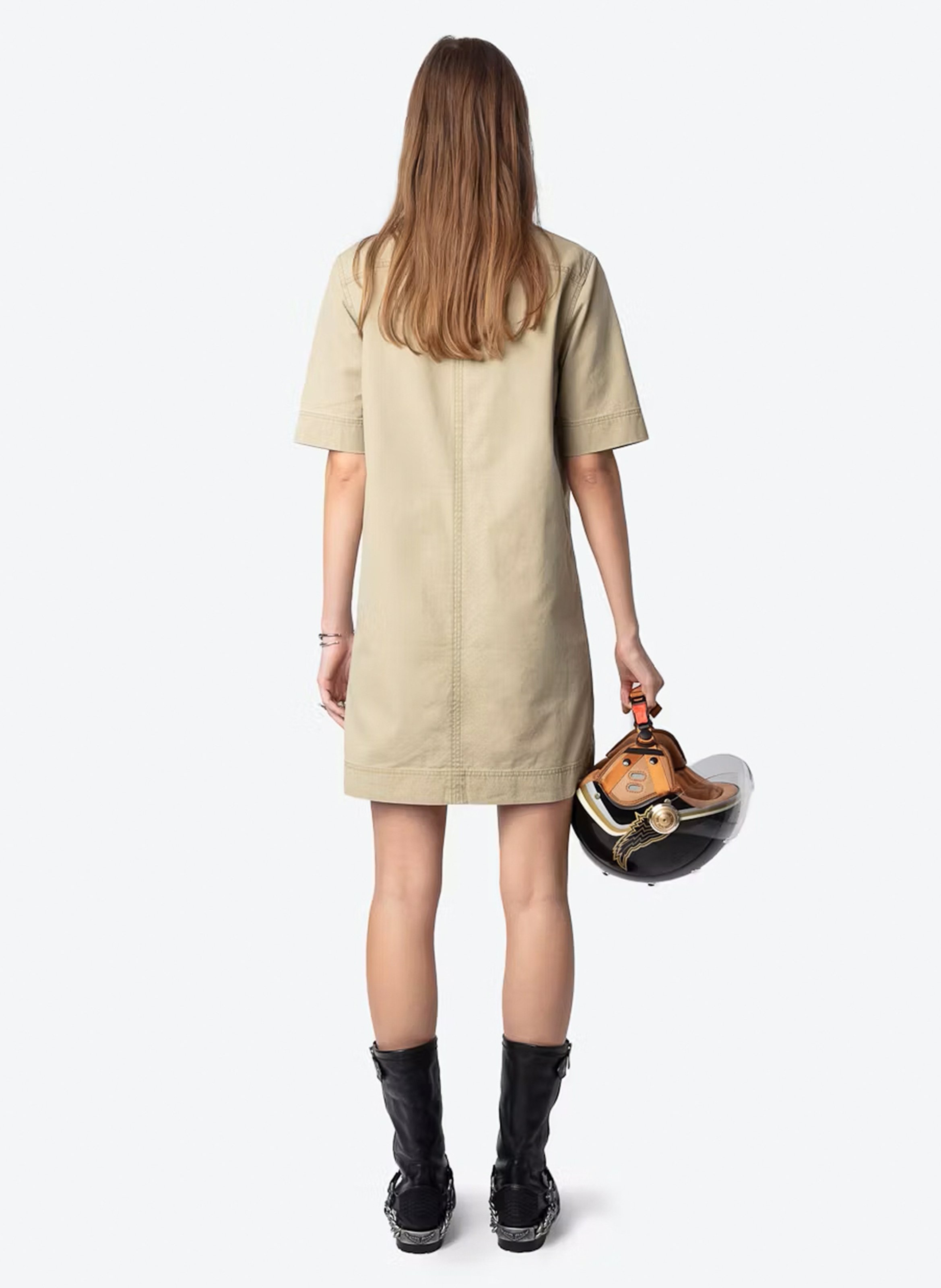 Buideltas van getextureerd leer met veters ZADIG&VOLTAIRE Beige