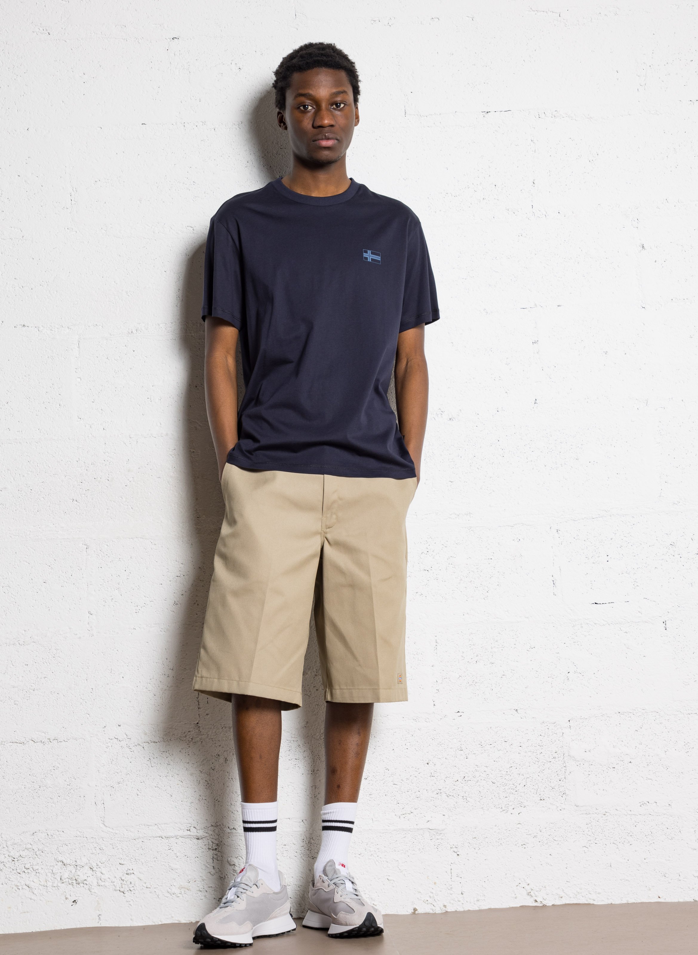 Gerade geschnittenes Rundhals-T-Shirt aus Baumwolle NAPAPIJRI Blau