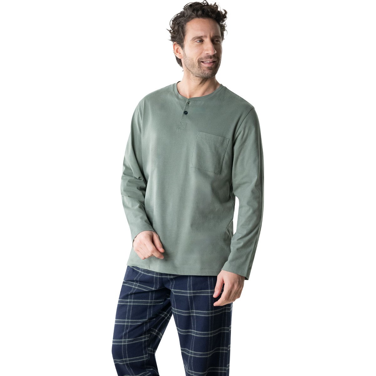 Men's long pajamas jersey/flannel eminence EMINENCE Green