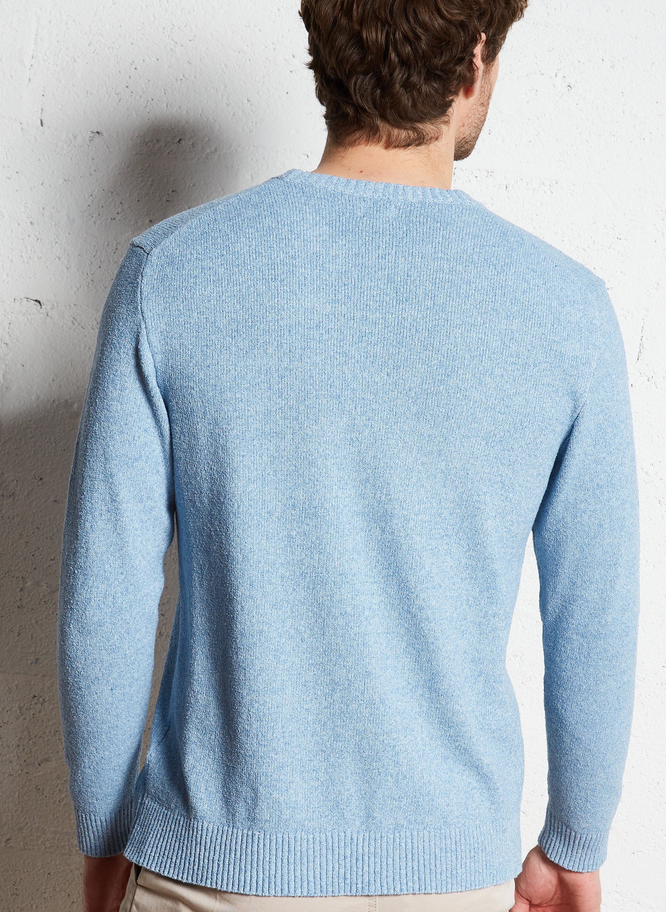 Pull col rond en coton mélangé AU PRINTEMPS PARIS Bleu