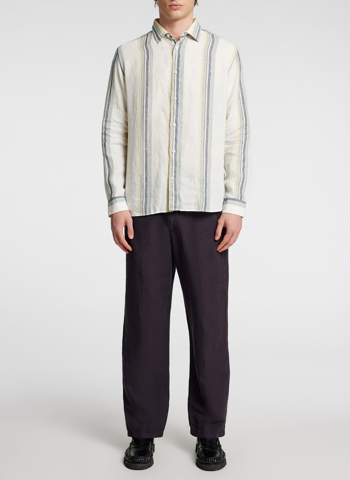 Straight striped linen shirt SELECTED Beige