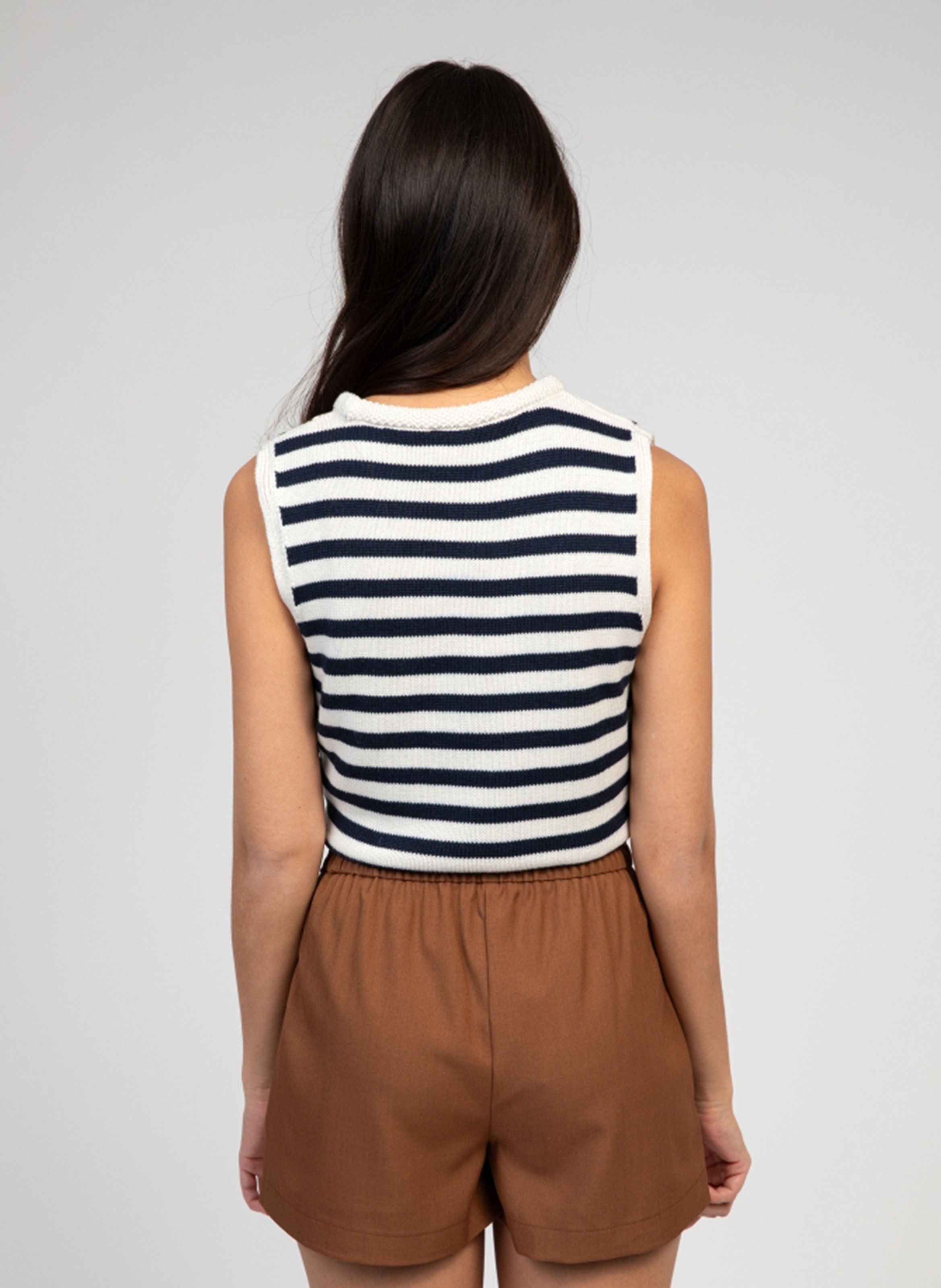 Striped straight tank top AN'GE Blue