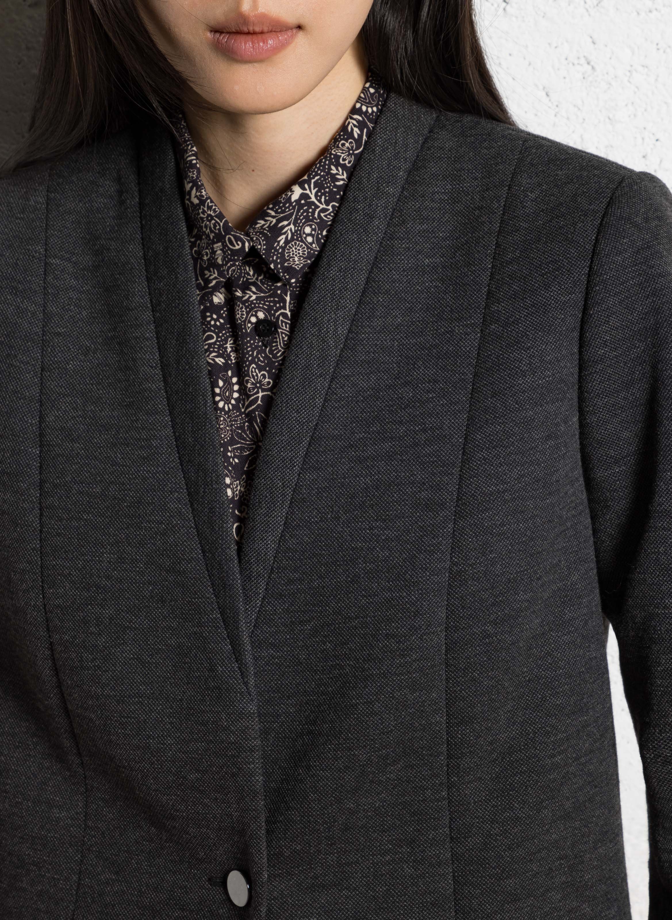 Tailored jacket in mottled knit I CODE Grey
