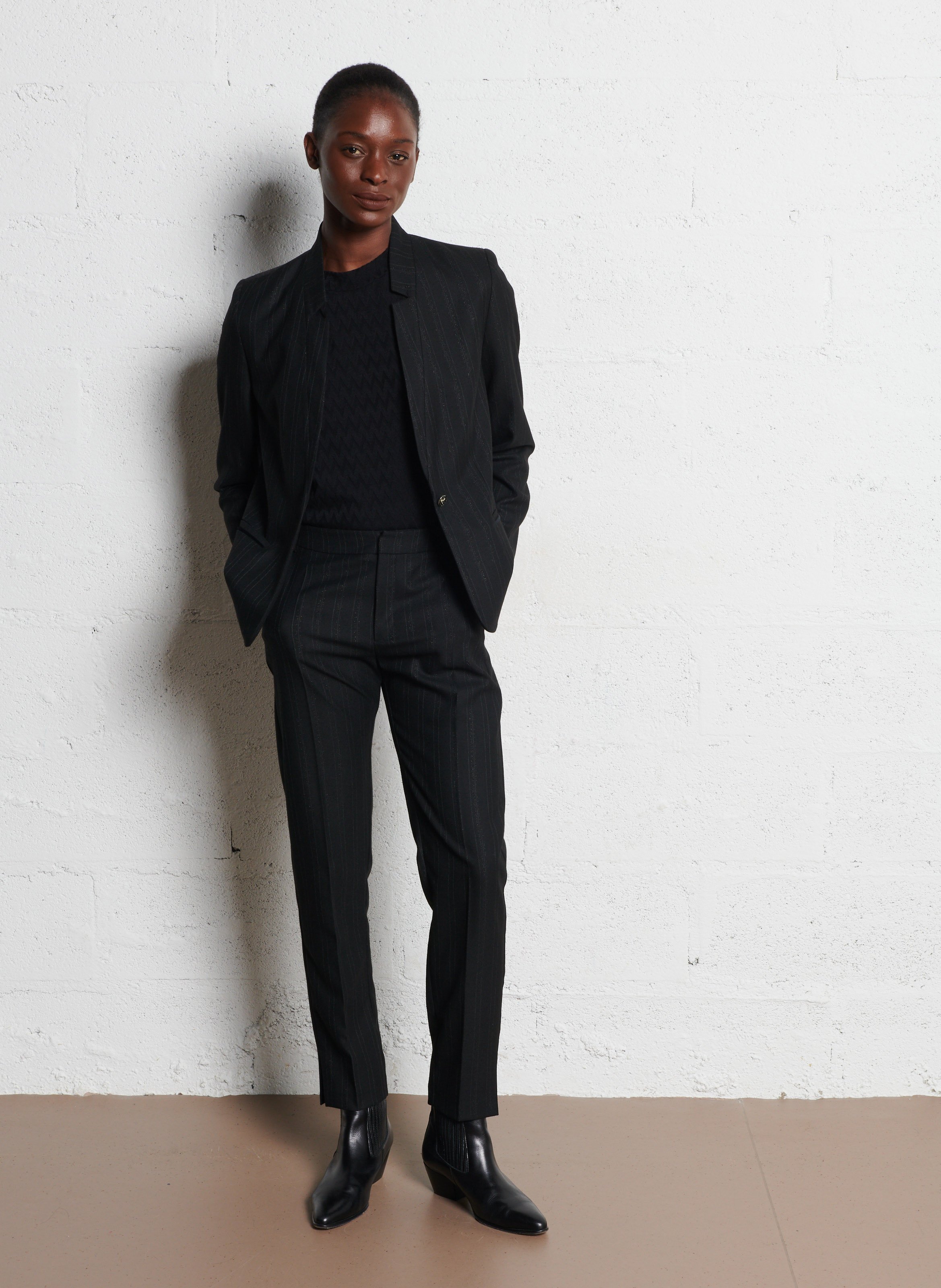 Striped suit jacket I CODE Black