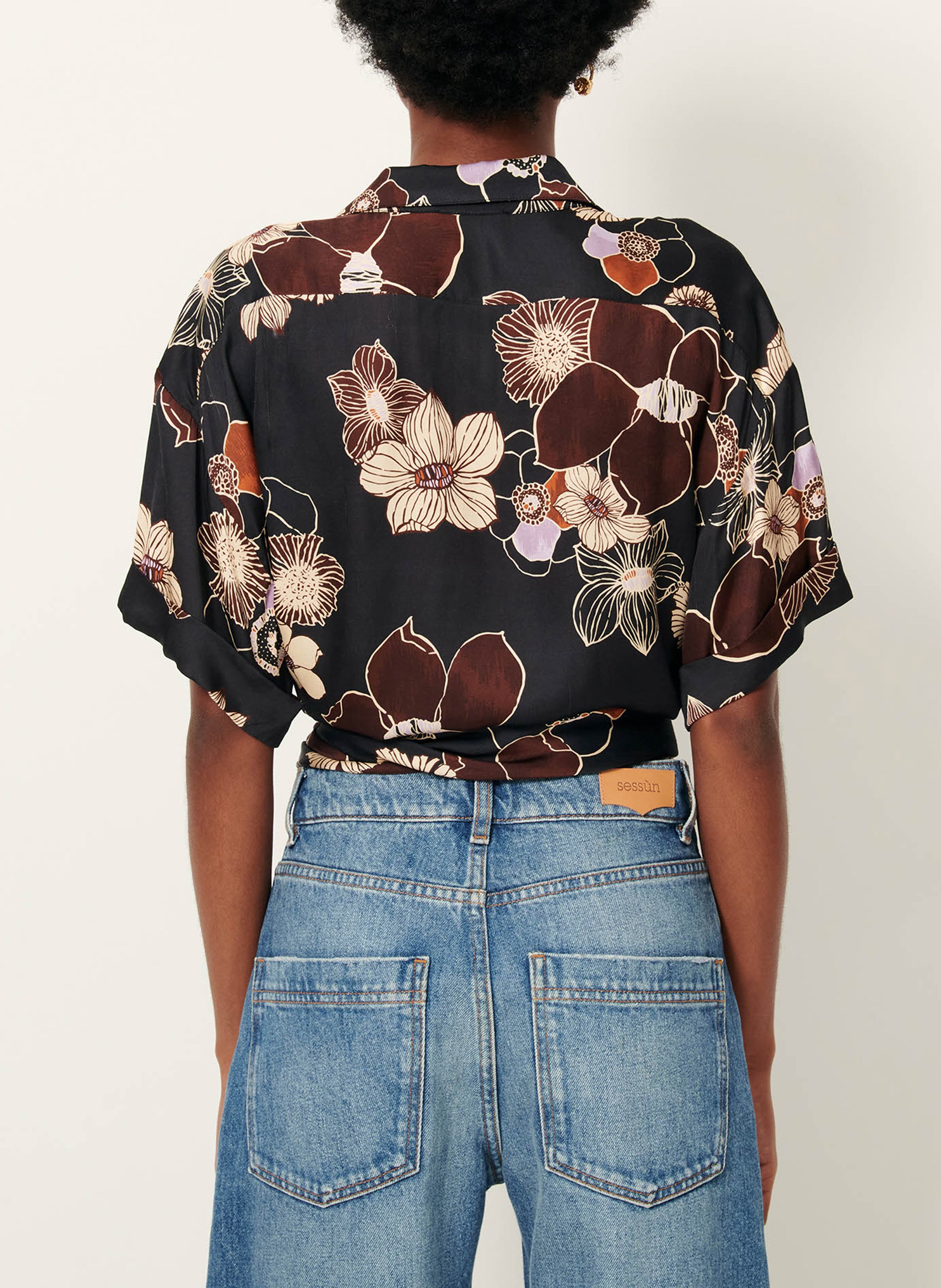 Short-sleeved printed organic cotton shirt SESSUN Multicolored