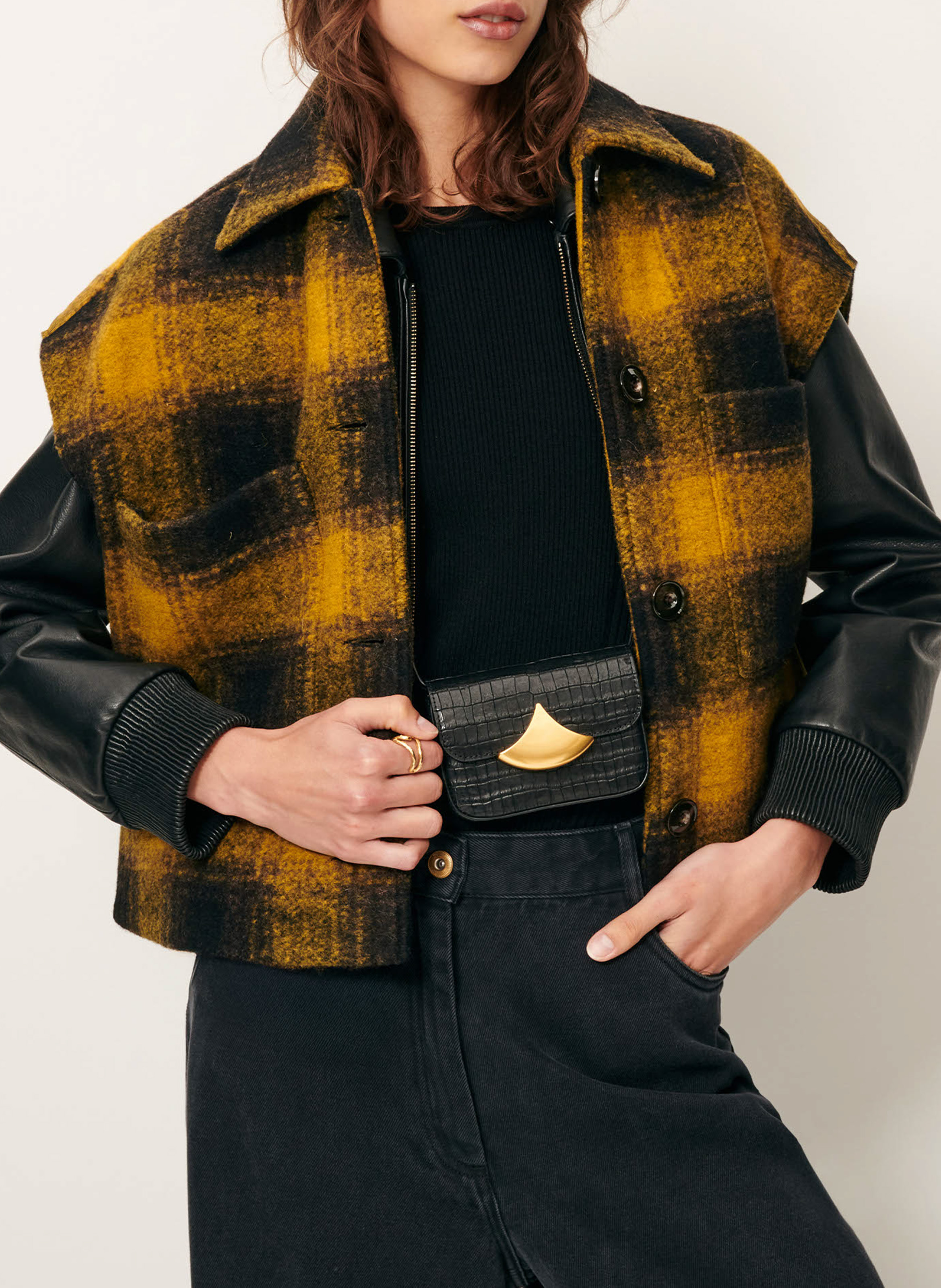 Checked wool-blend jacket SESSUN Khaki